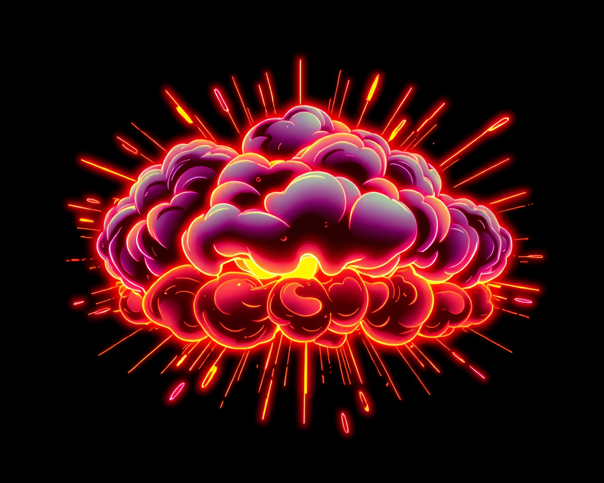 Explosive Apple Cider Delight in Neon Line Art – free AI stock image