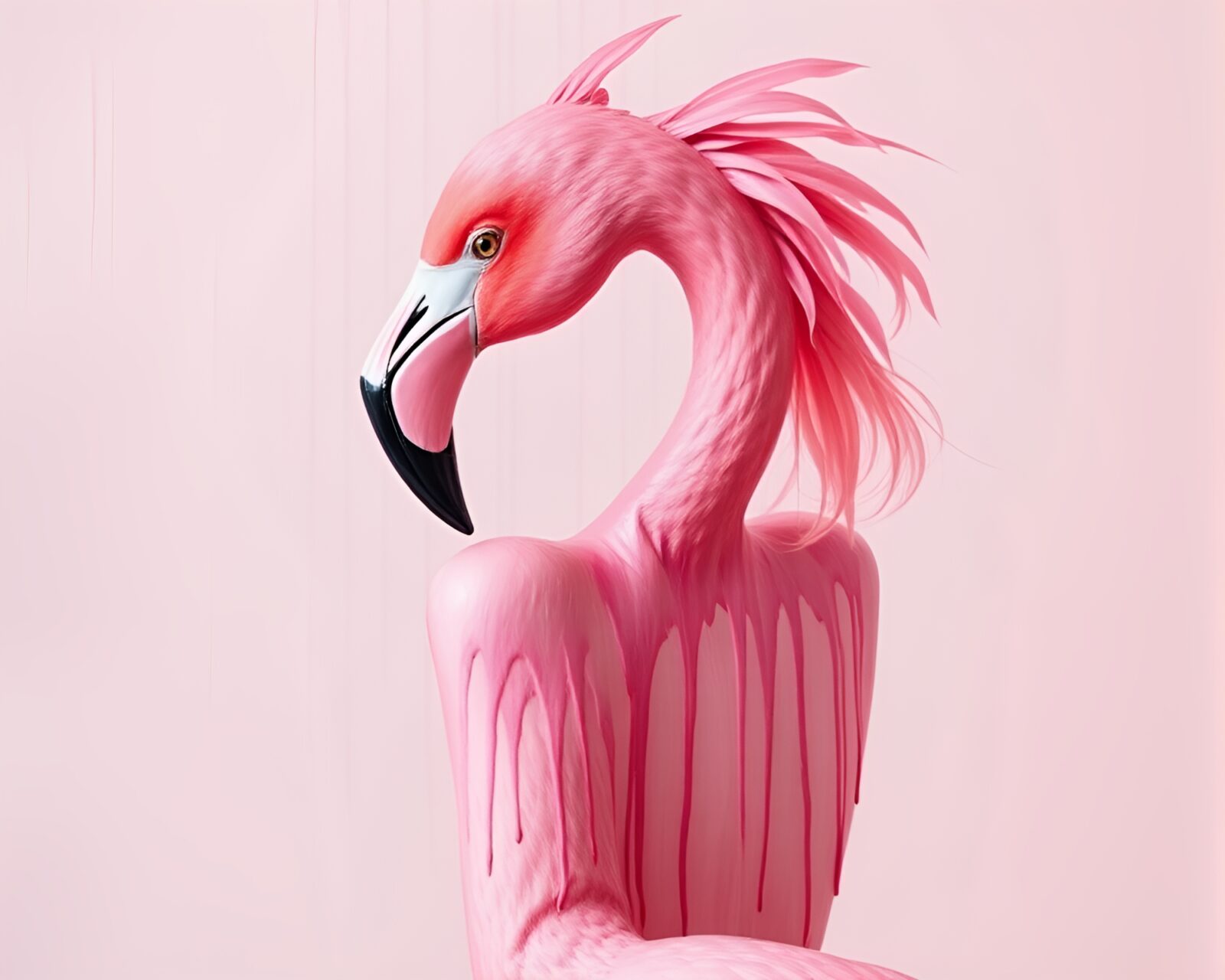 A stunning pink flamingo surrounded by backscatter light