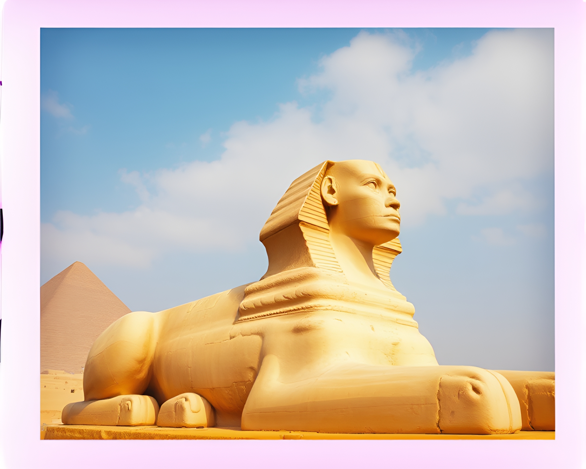 Sphinx Statue in Triadic Color Polaroid Framing – free AI stock image