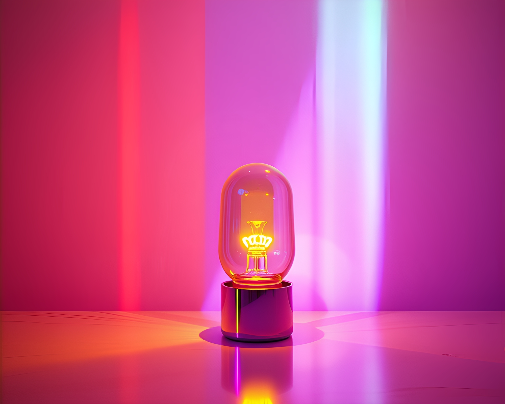 Synthwave Lamp Bursting Lemon Yellow Rainbow Refraction – free AI stock image