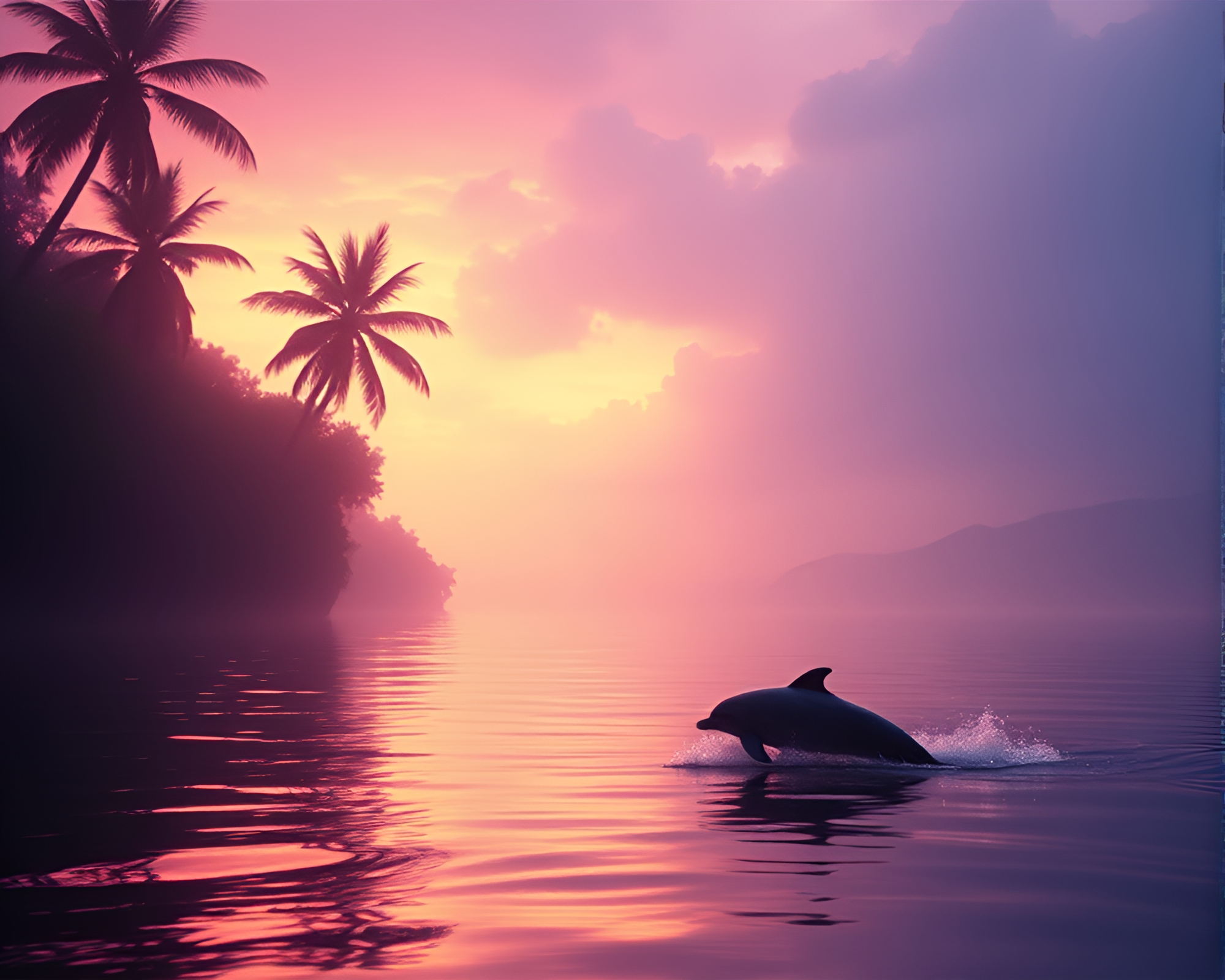Sgraffito-inspired Amazon River Dolphin in Amethyst Film Burn – free AI stock image