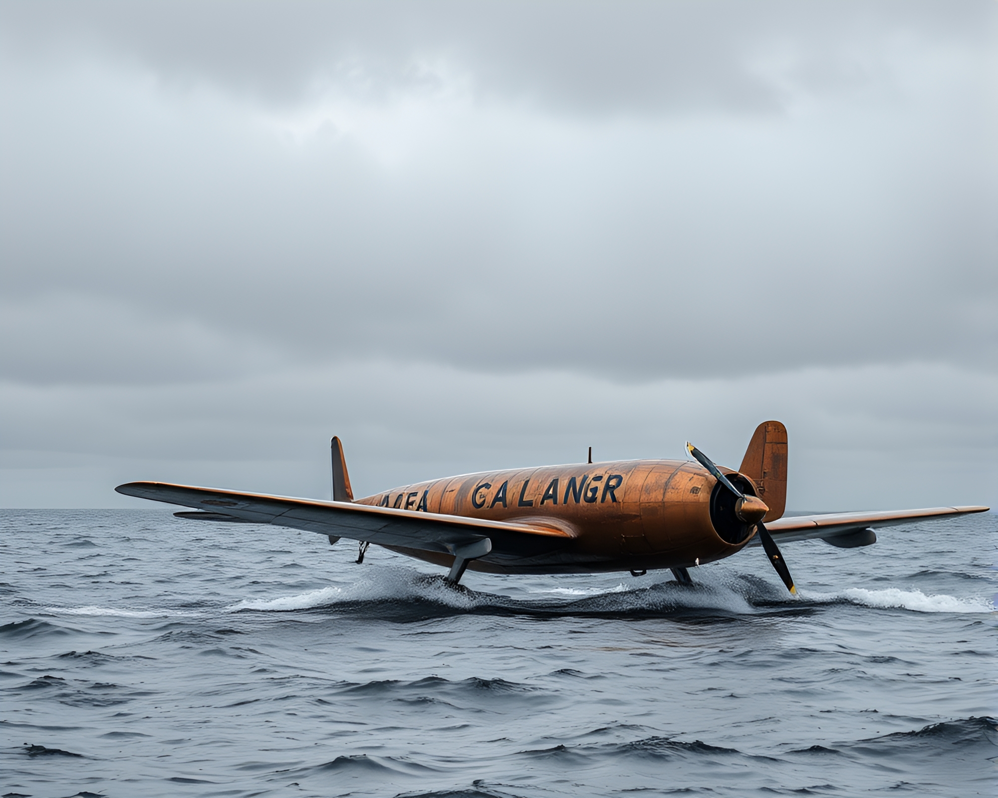 Exploration of Noir Sea Plane with Bronze Patina – free AI stock image