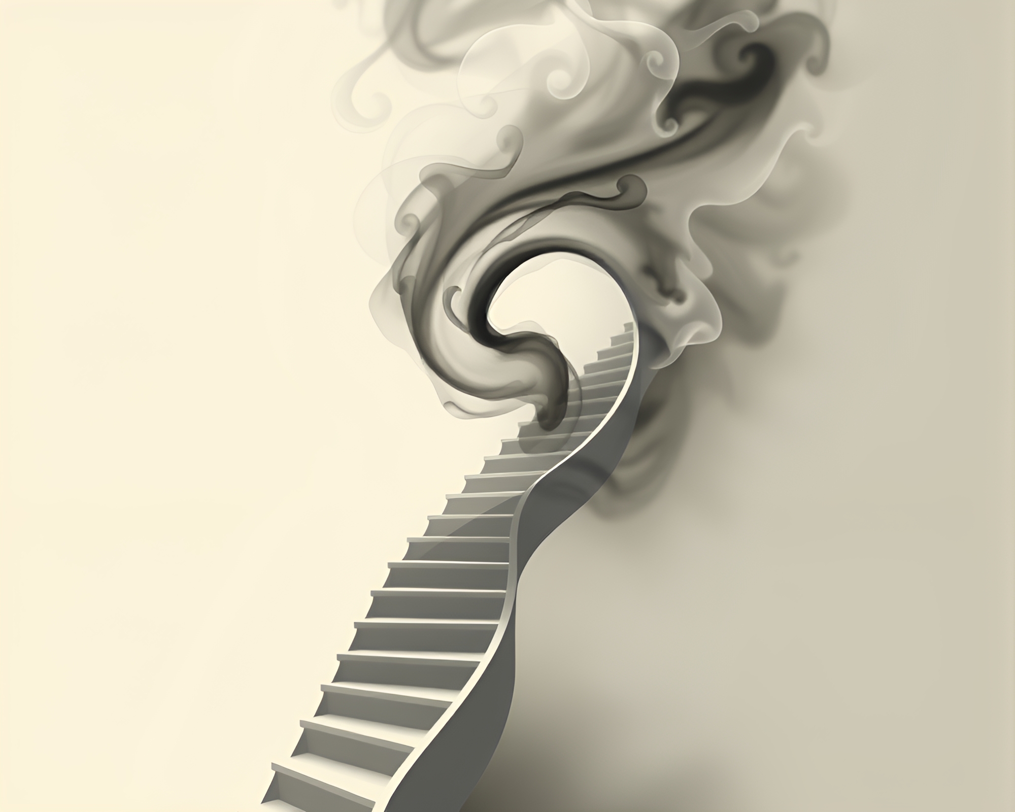 Ethereal Escher Staircase with Smoke Swirl – free AI stock image