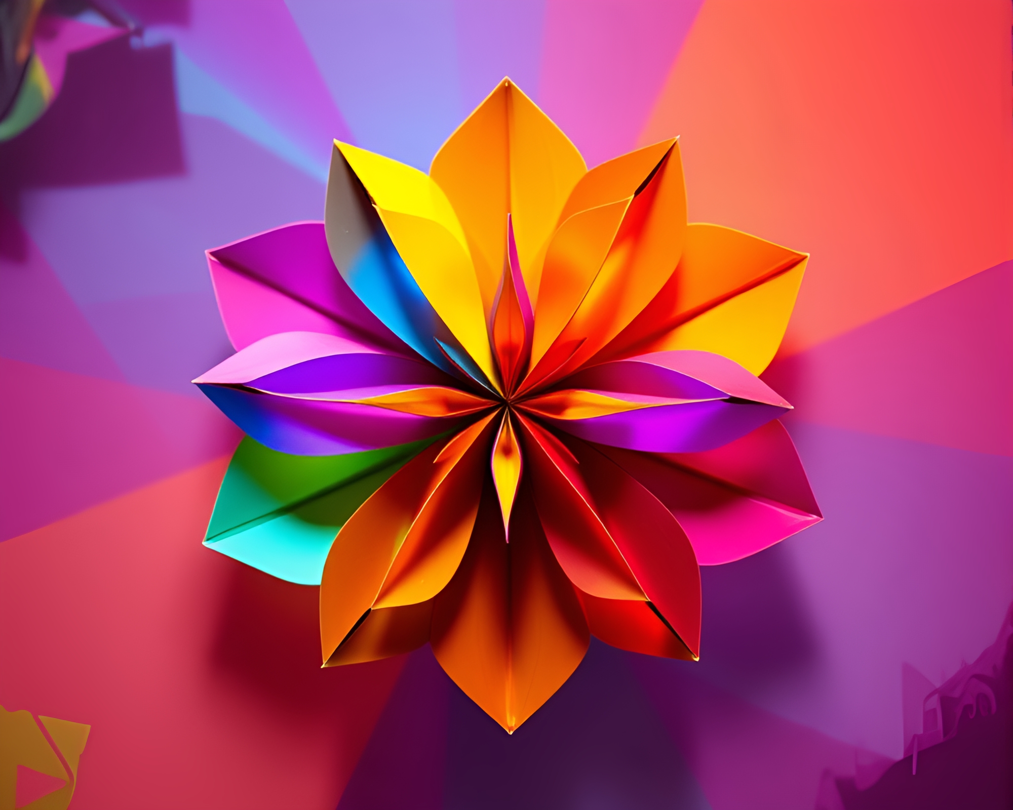 Origami Flower in Glass Distortion Cross-Processed – free AI stock image