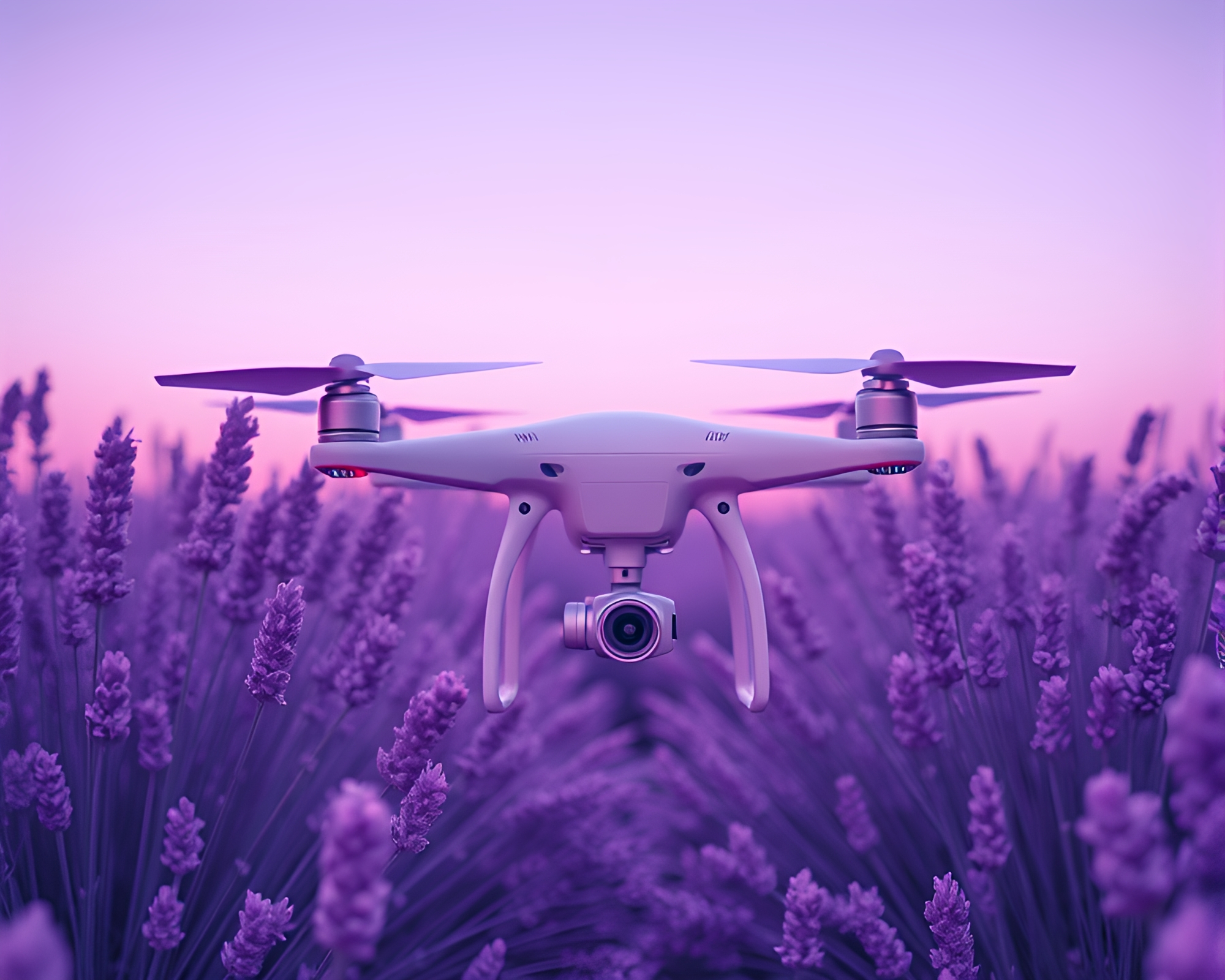 Lavender Twilight Drone Capture in Stereoscopic 3D – free AI stock image