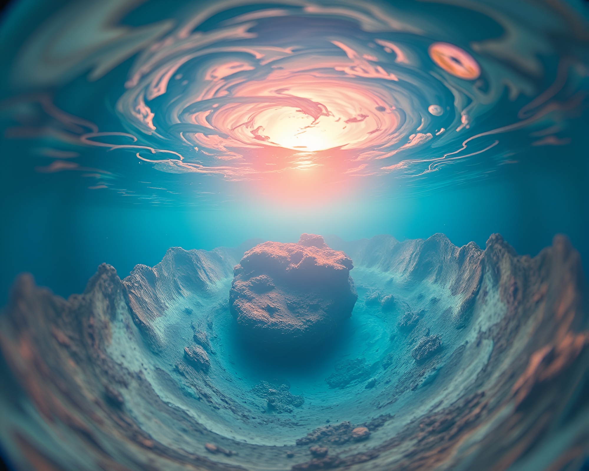 Underwater Crystal Dome Illuminated in Planetary Pastels – free AI stock image