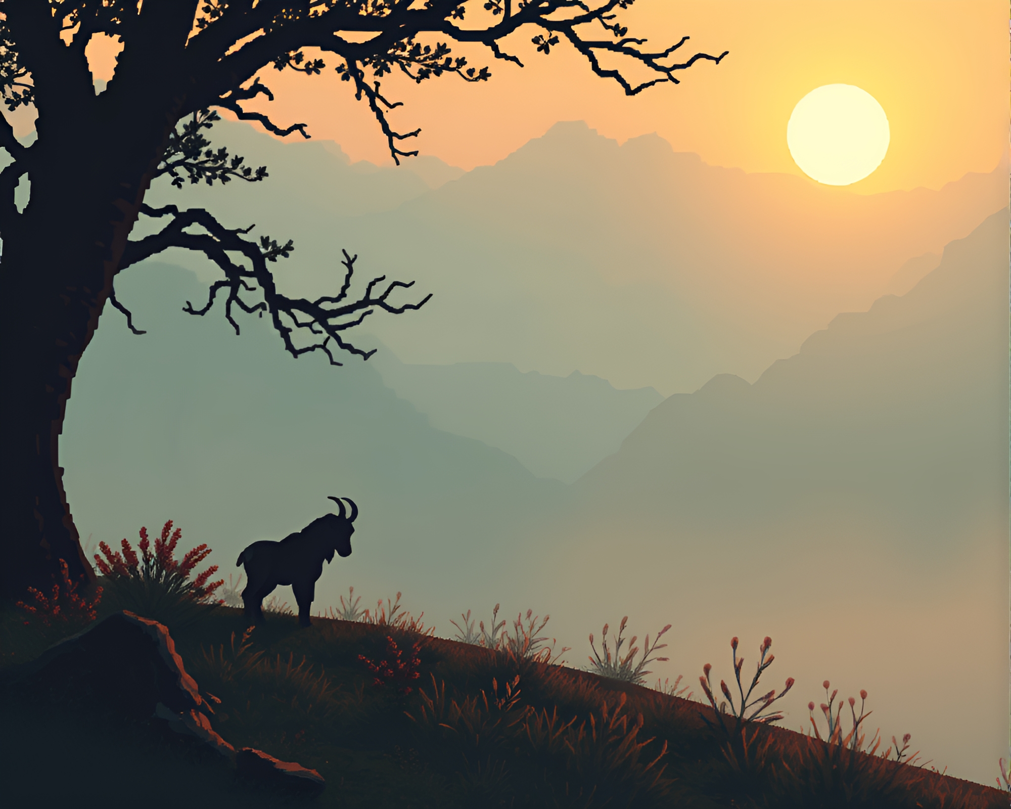 Misty Satyr Gazing at Dawn – free AI stock image