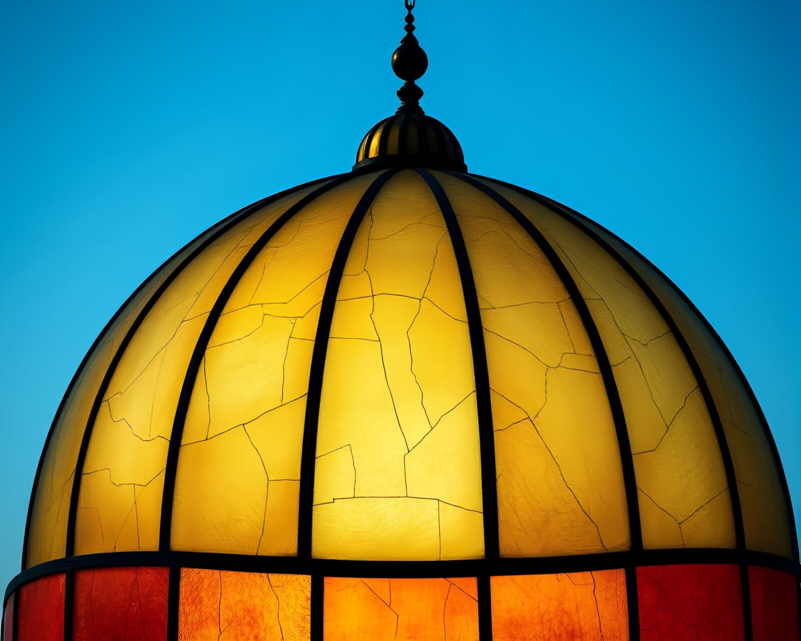 Majestic utopian style dome with intricate metallic scratches