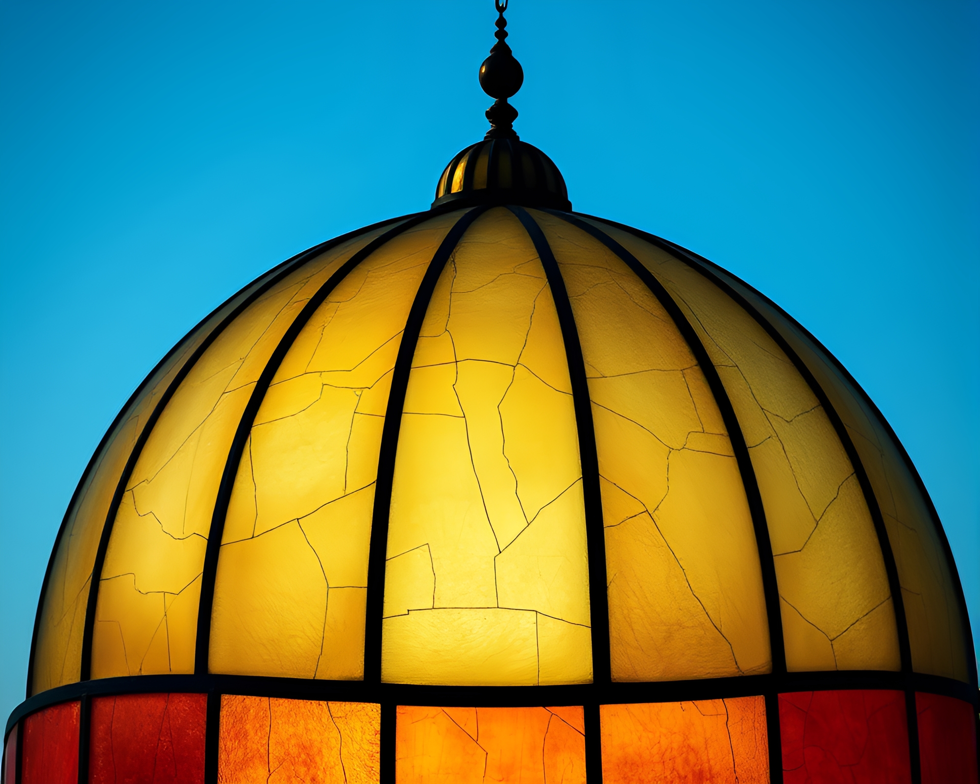 Utopian Stained Glass Dome with Metallic Scratches – free AI stock image