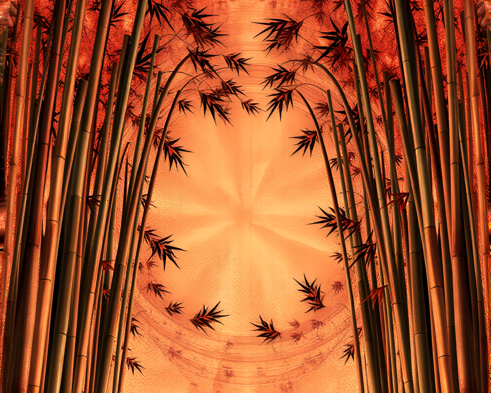 Bamboo Grove Fractal Dream in Rose Gold – free AI stock image