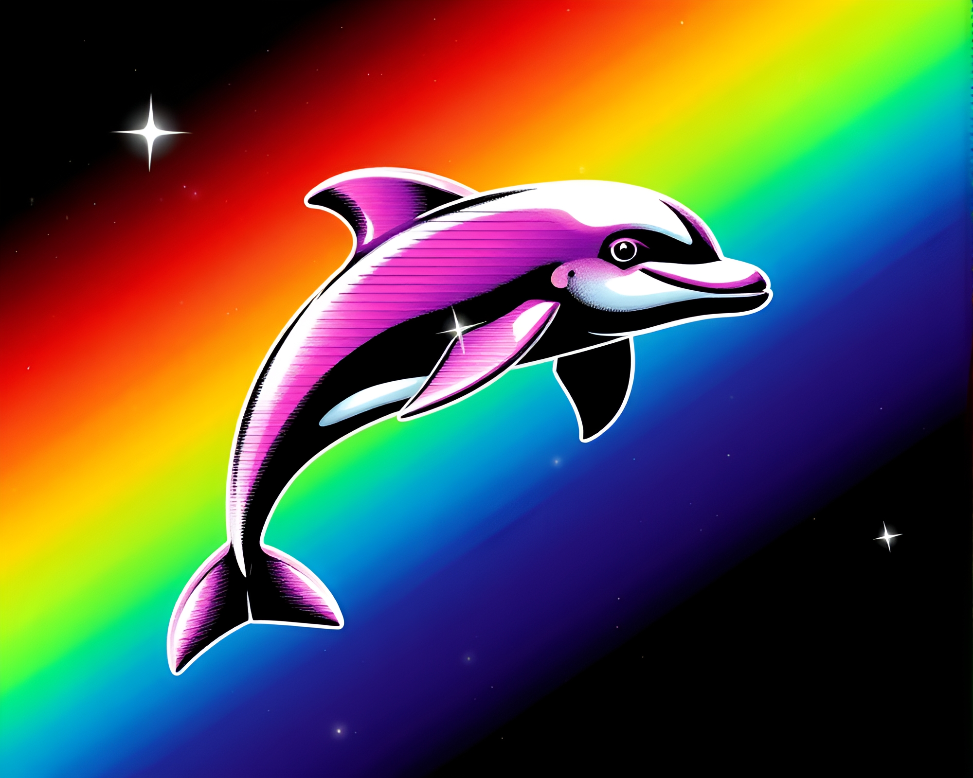 Cosmic Dolphin in Vector Halftone Noir – free AI stock image