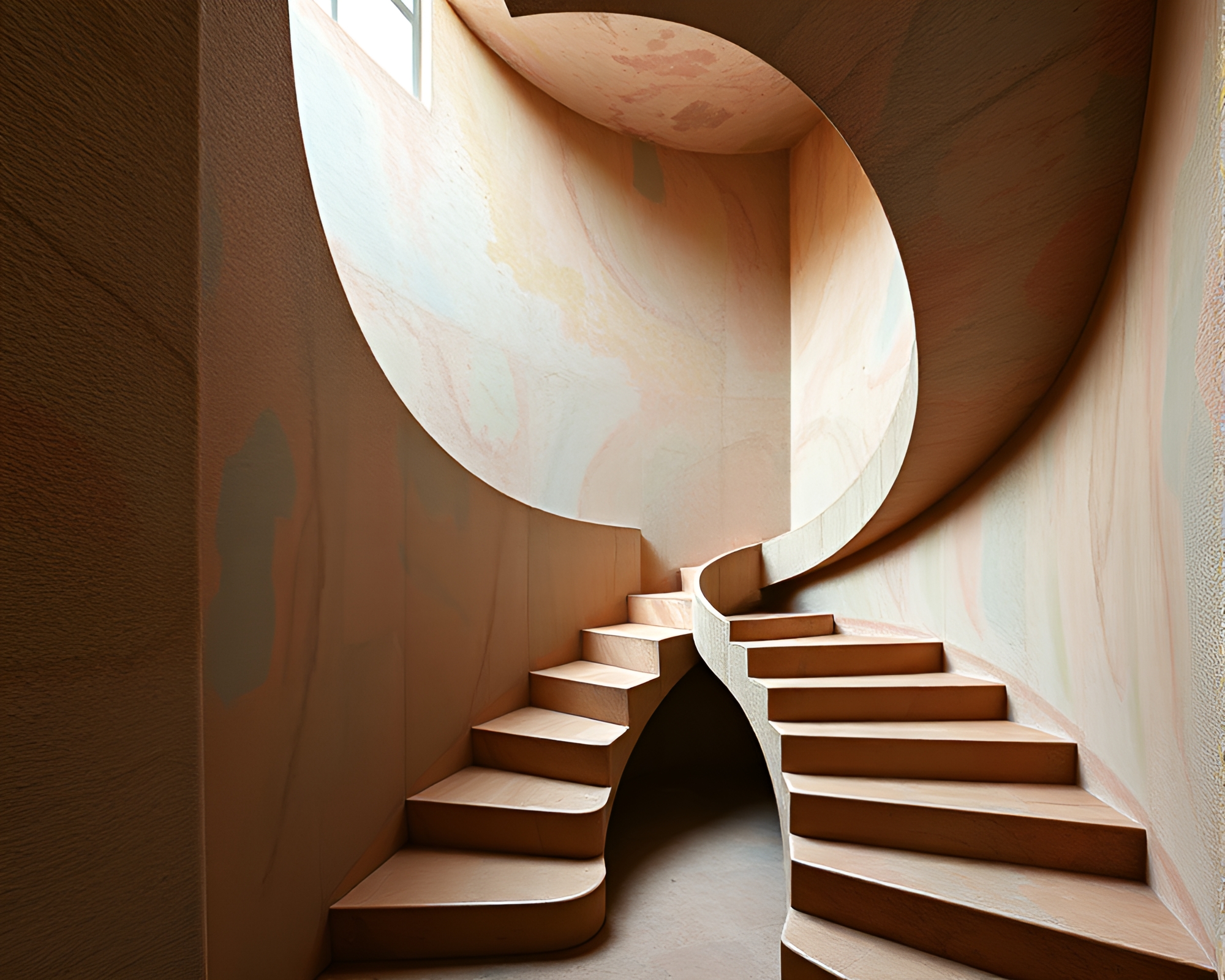 Surreal Escher Staircase Captured in Angled Frame – free AI stock image