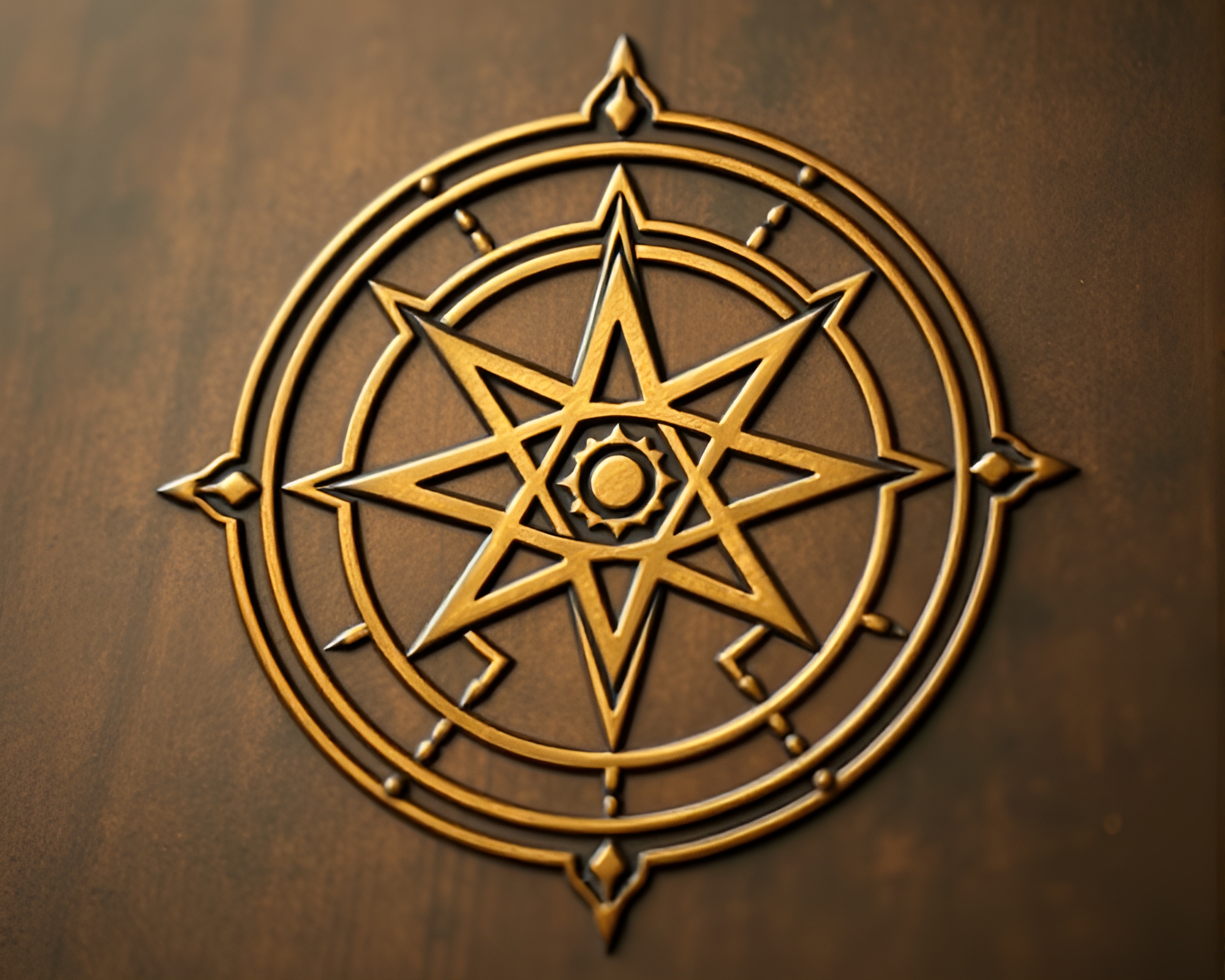 Esoteric Sigil Illuminated in Bronze Material Design – free AI stock image