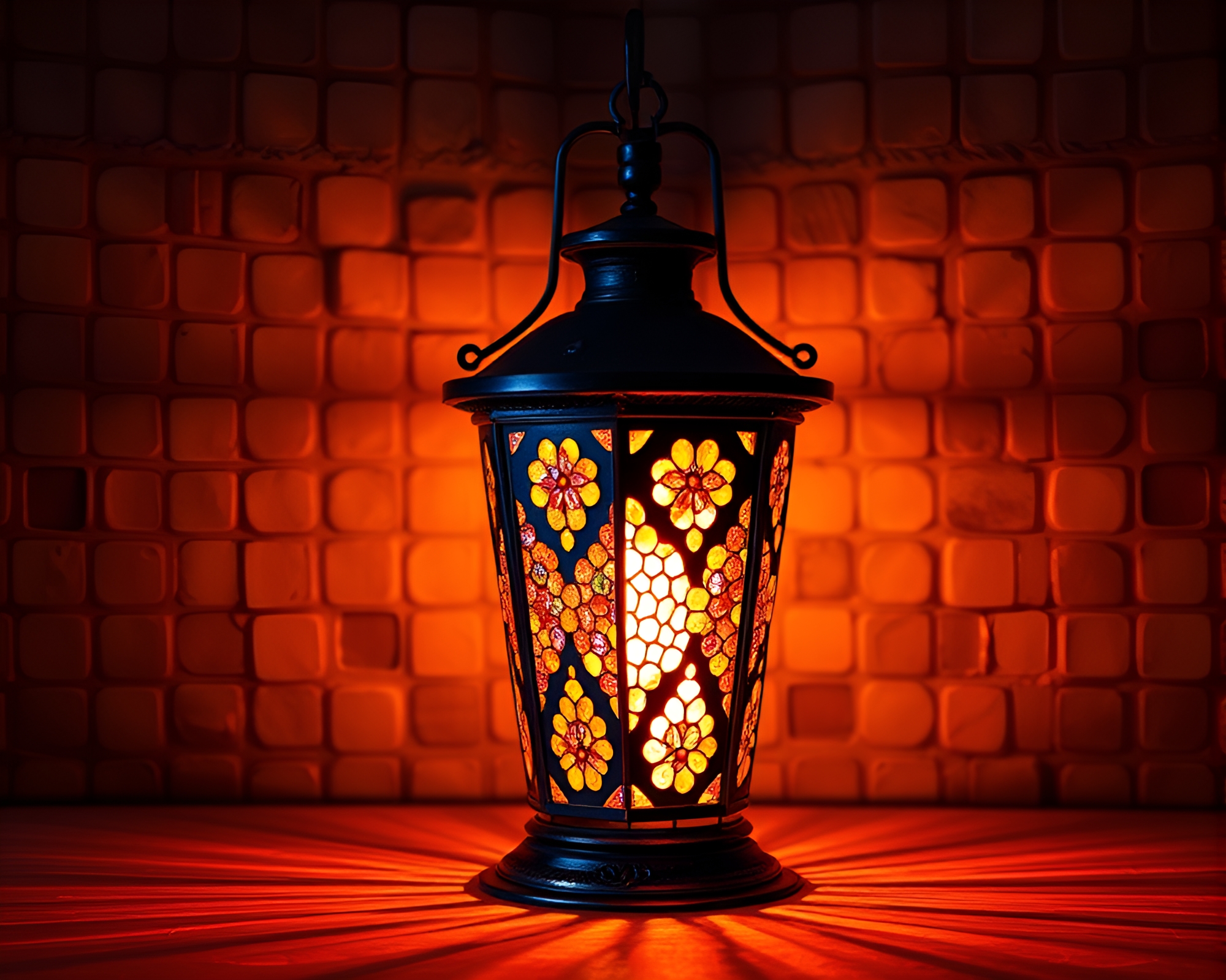 Thermal Lanterns in Mosaic Theatrical Glow – free AI stock image