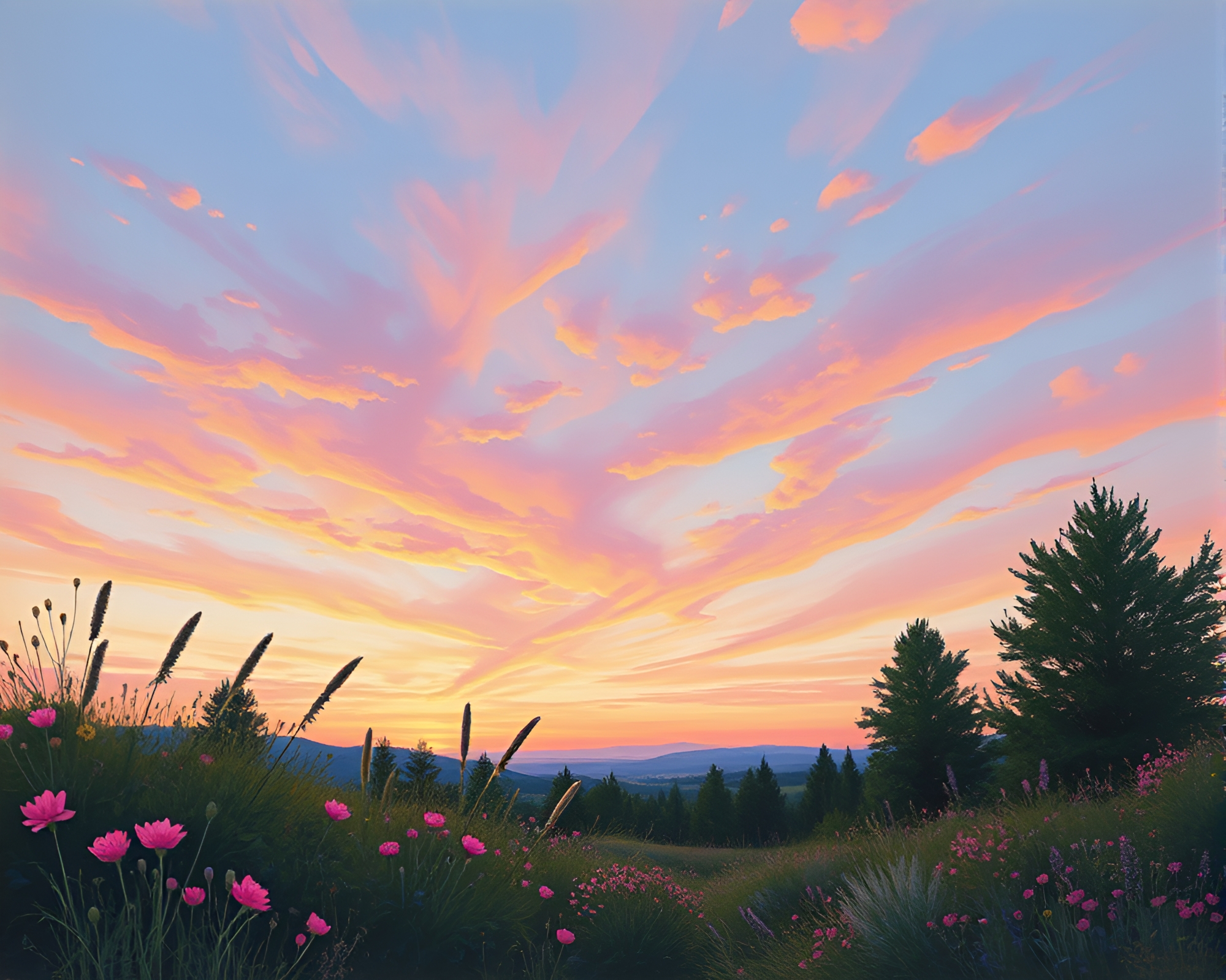 Ethereal Sky Garden with Pastel Graffiti Landscape – free AI stock image