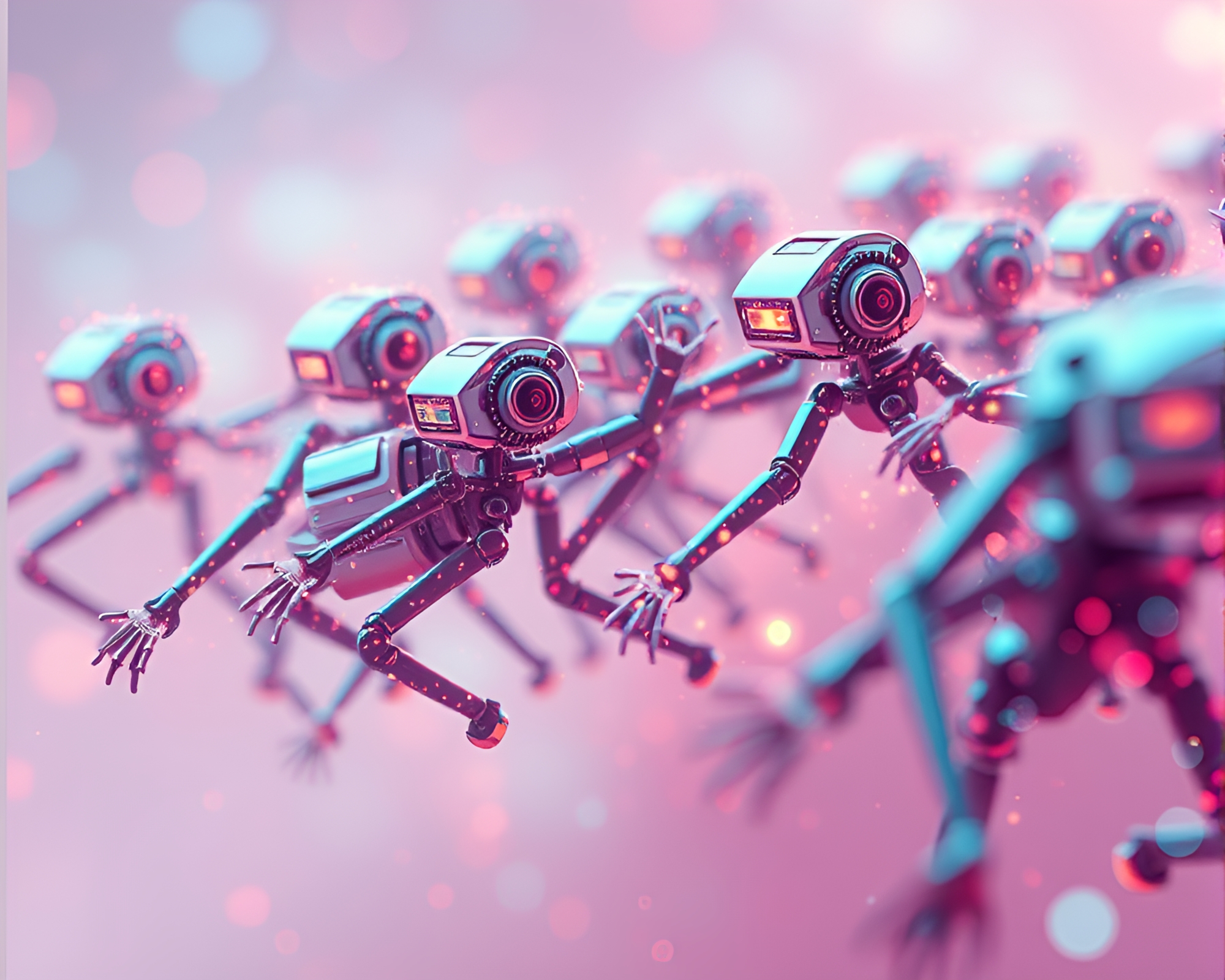 Pastel Nanobot Swarm Digital Noise Composition – free AI stock image