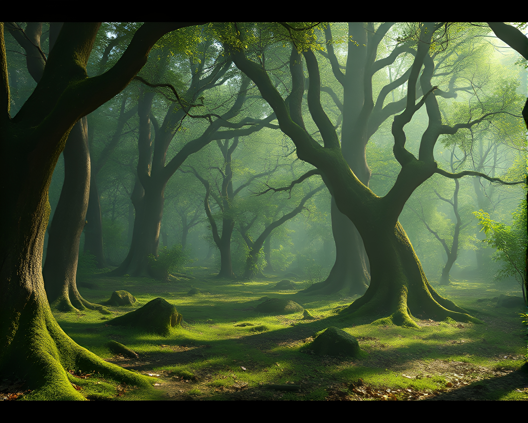 Ancient Grove Infested with Mildew Spots and Glitter Dust – free AI stock image