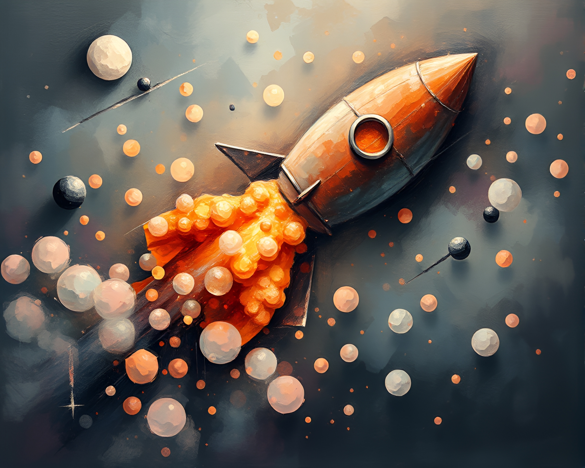 Rocket Bubble Clusters in Muted Shadows – free AI stock image