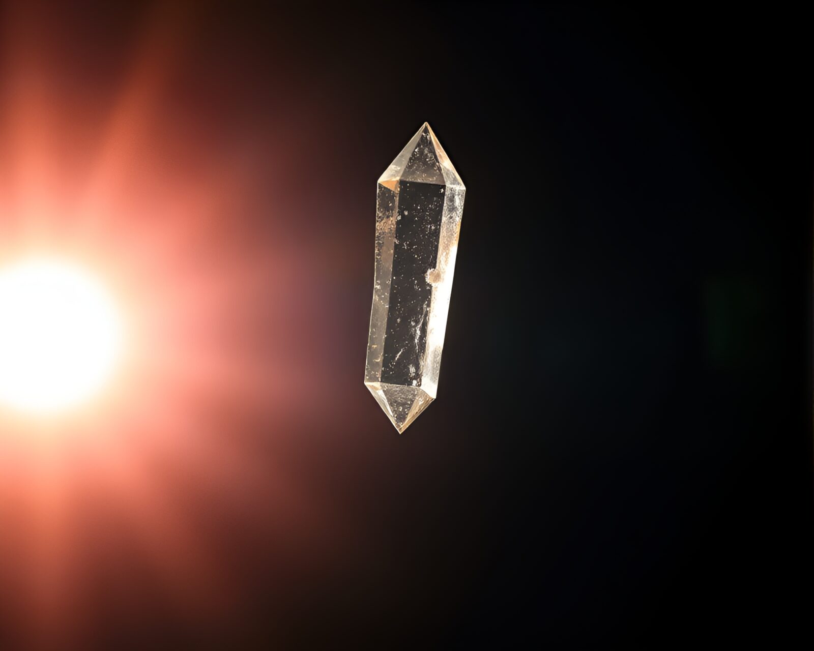 Abstract image of a floating crystal in bright, overexposed light