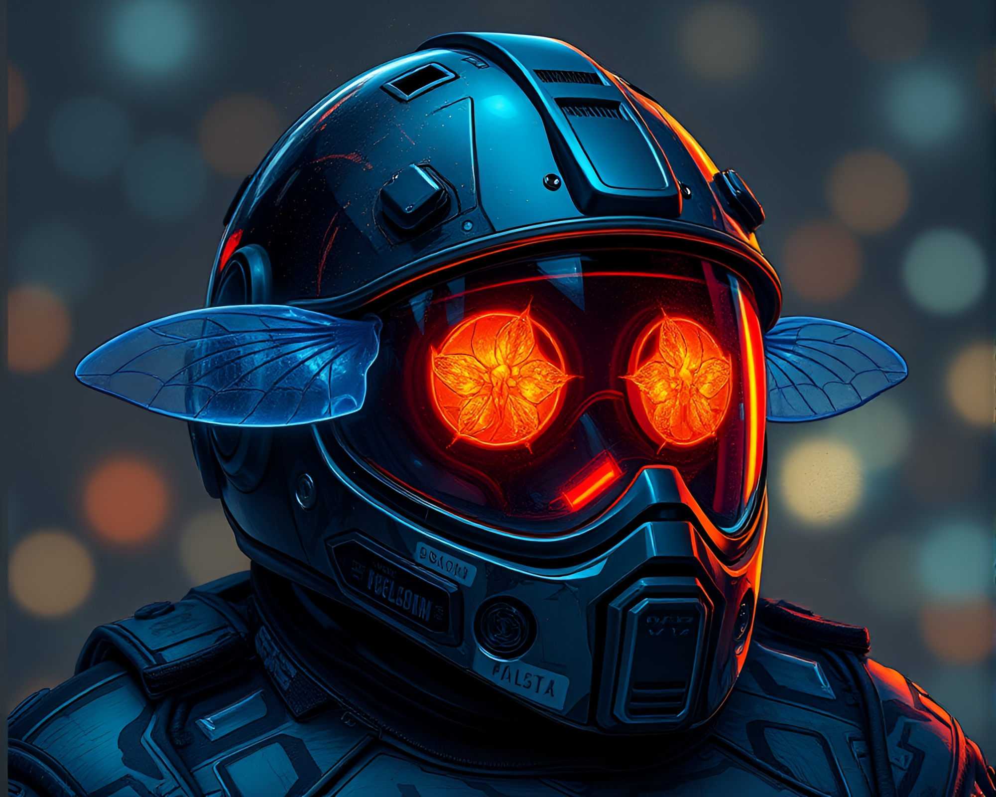 Urban Helmet Graffiti with Firefly Glow – free AI stock image