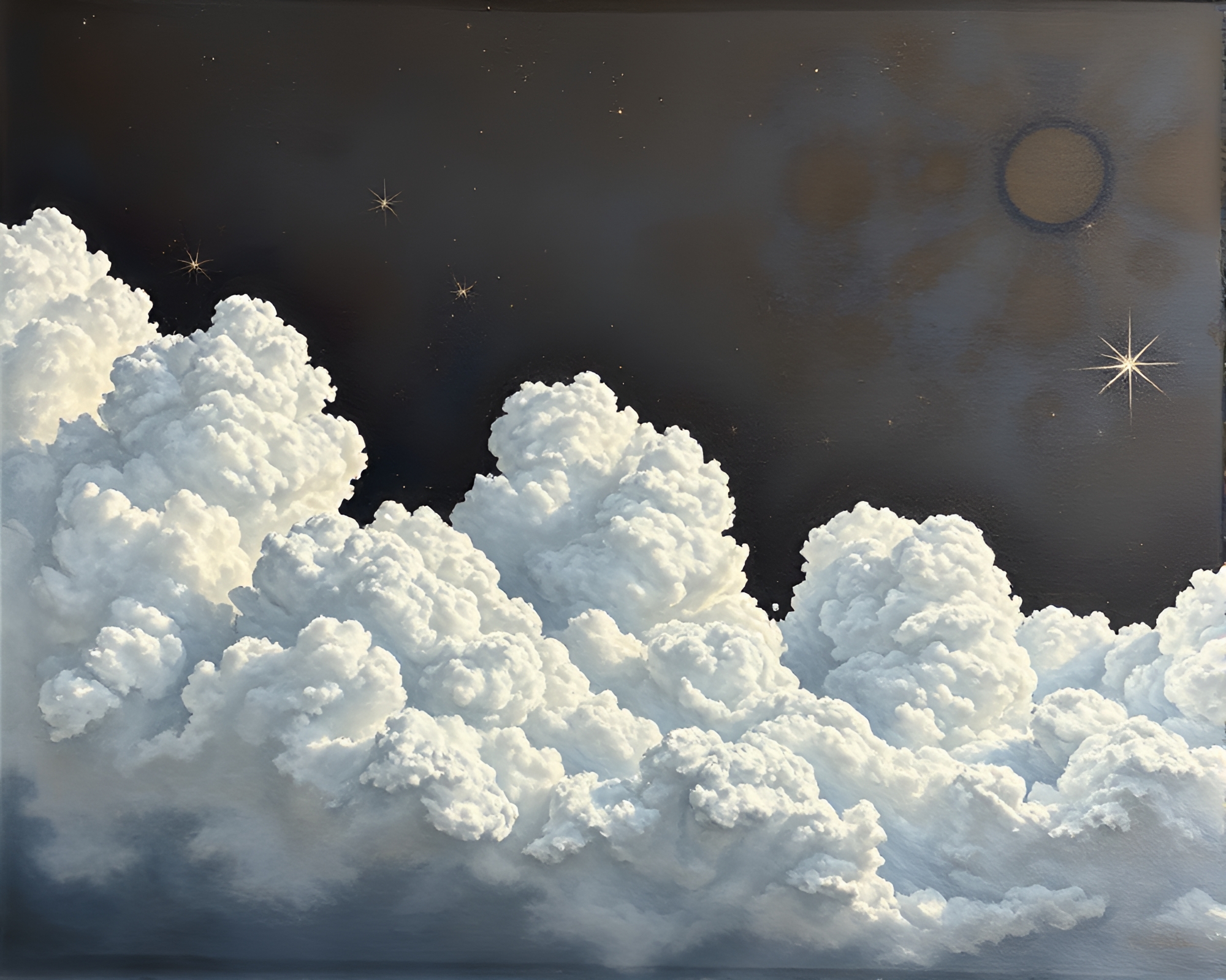 Satellite Skimming Metallic Cloudscape Etching – free AI stock image