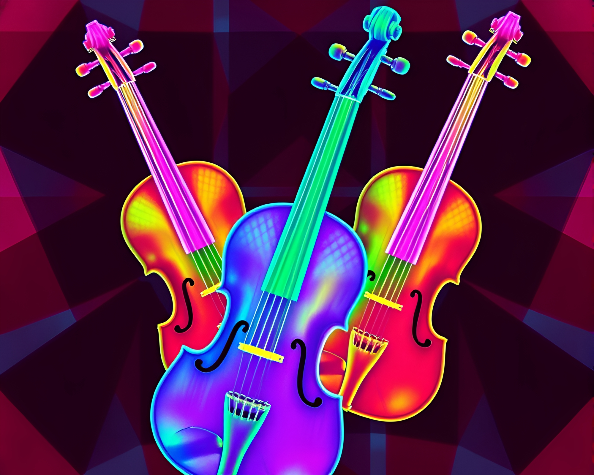 80s VHS Violin Symphony Thermal Imaging Composition – free AI stock image