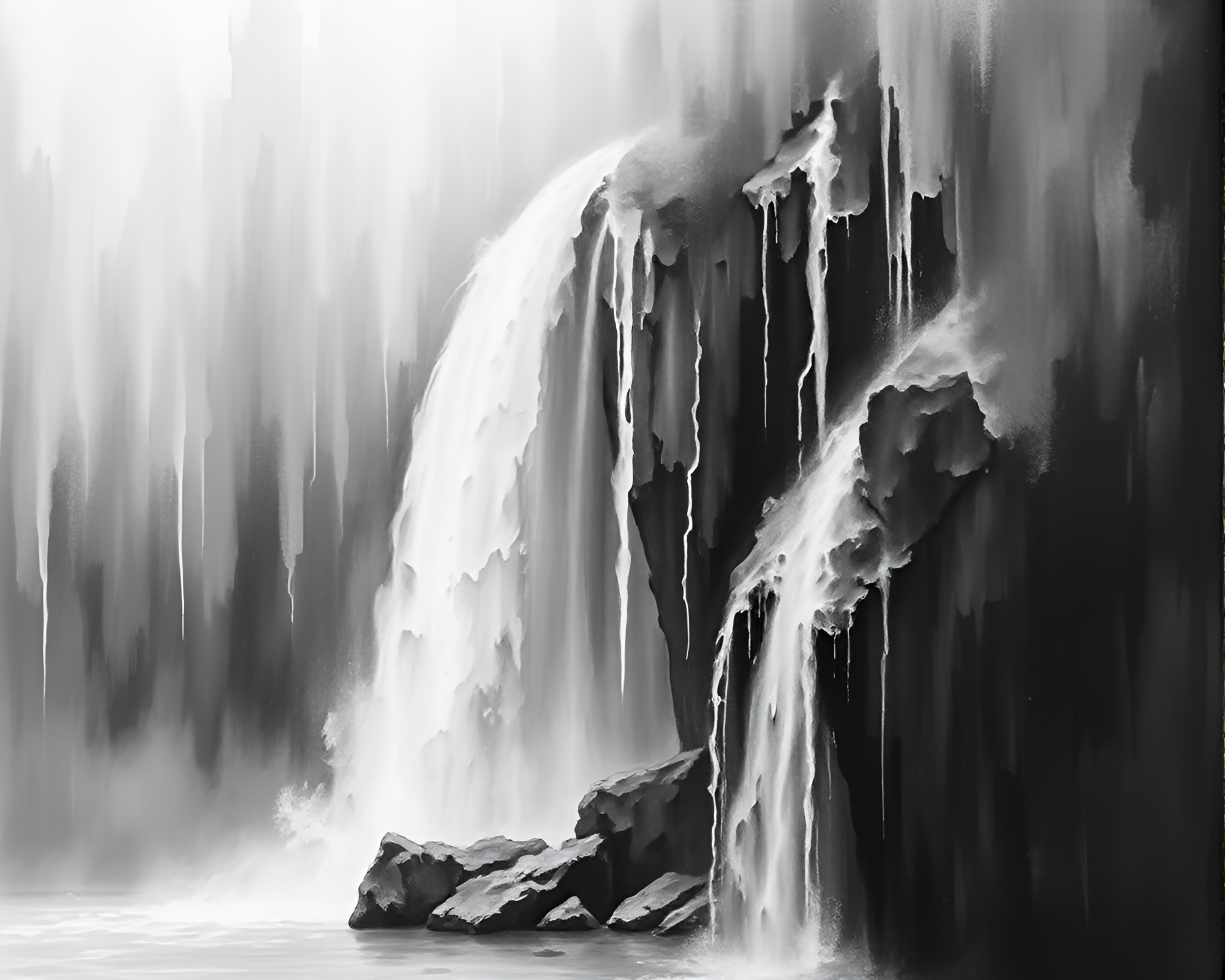 Majestic Waterfall in Graphite Gray Tempering – free AI stock image