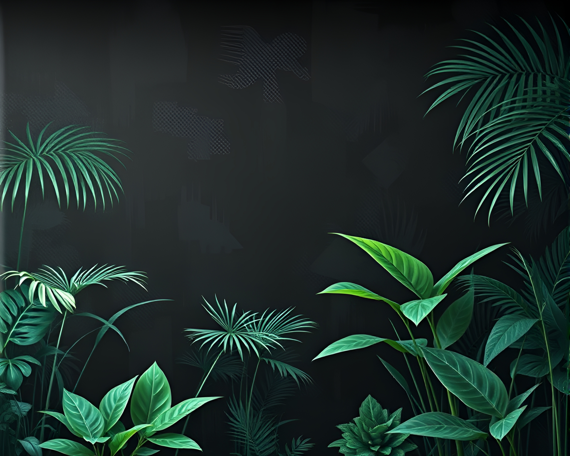 Chalkboard Zen Garden under Jungle Canopy in X-Ray Style – free AI stock image