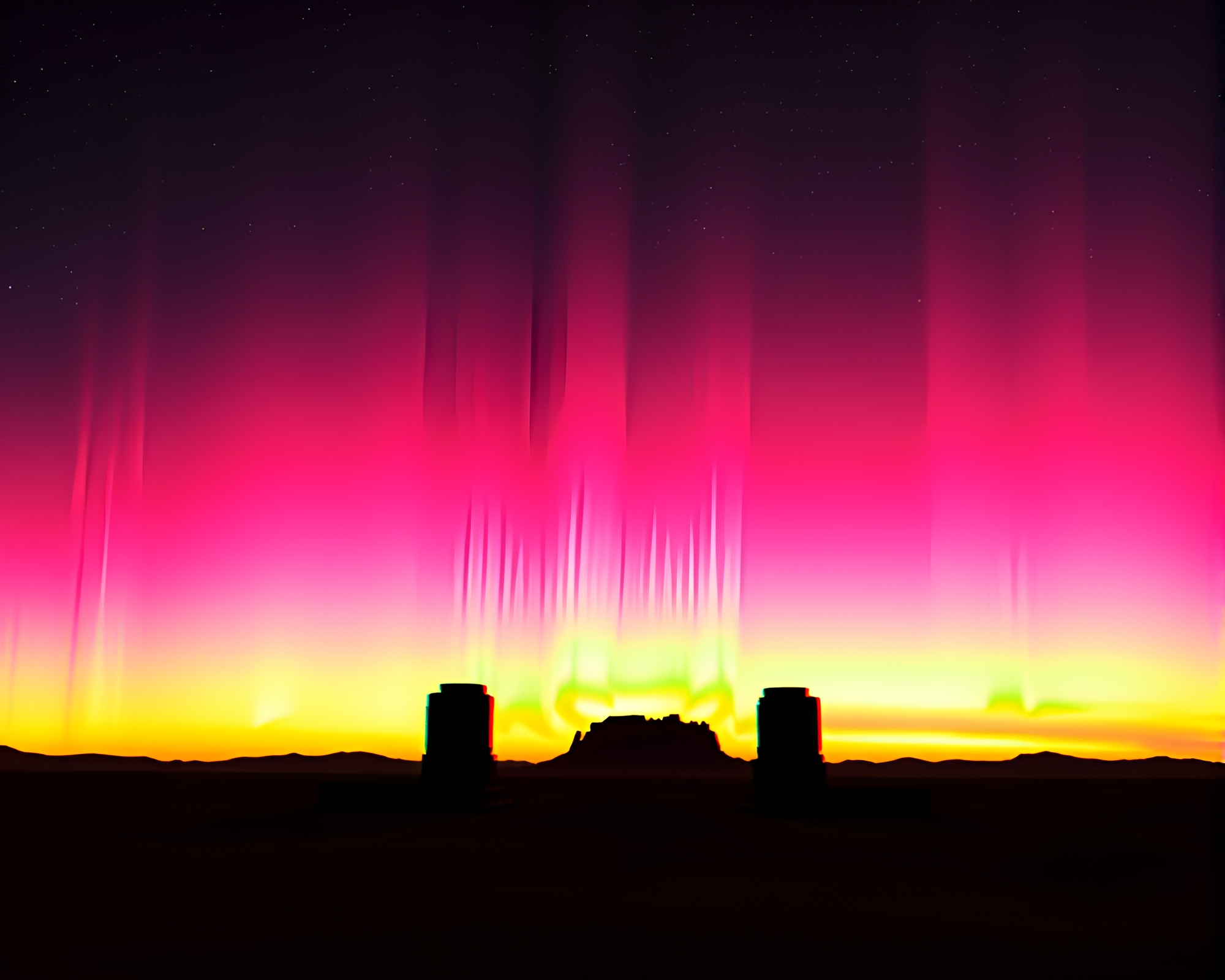 Majestic Aurora Archway in Desert Twilight – free AI stock image