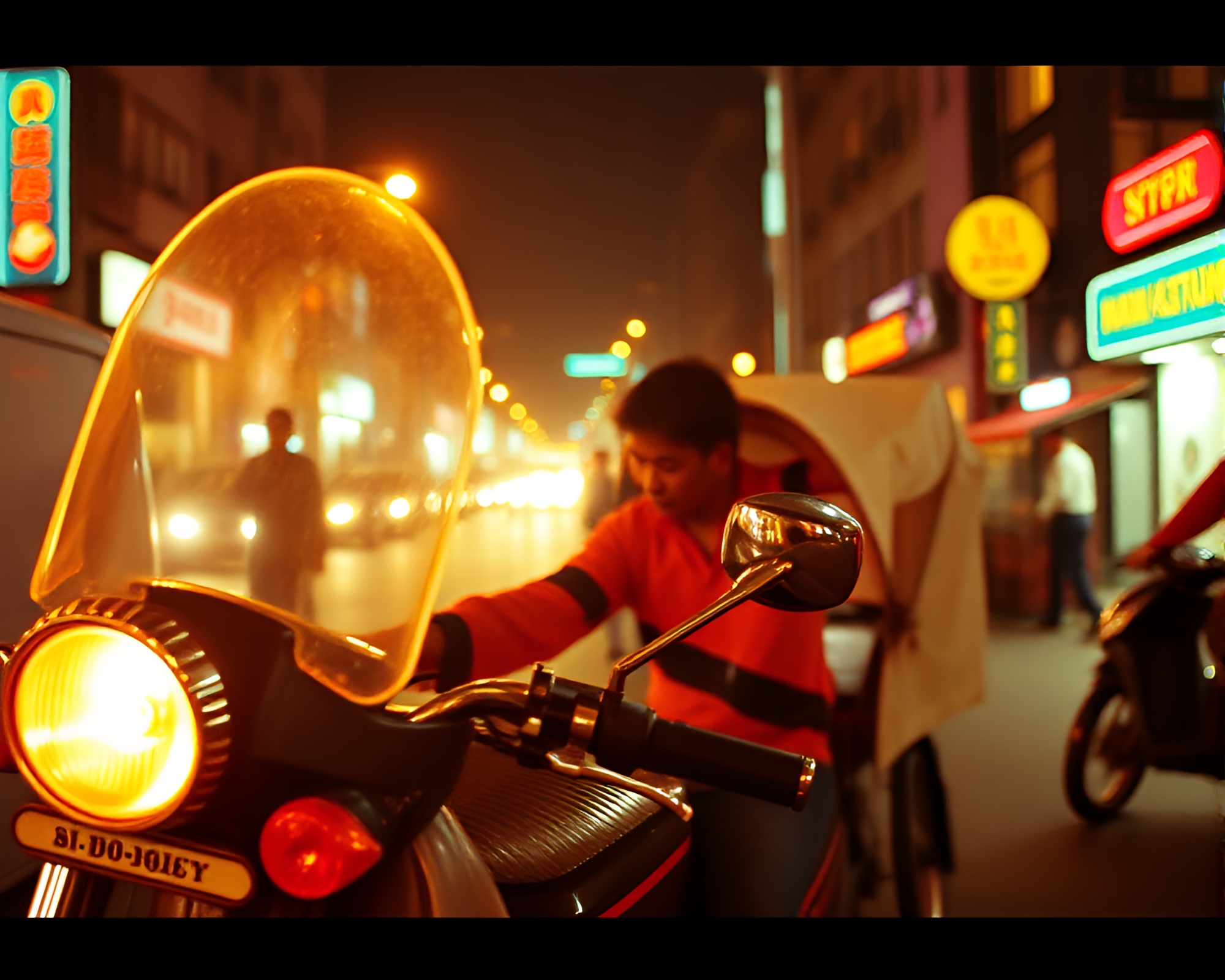 Vintage Rickshaw Ride through Comic Book Streets – free AI stock image