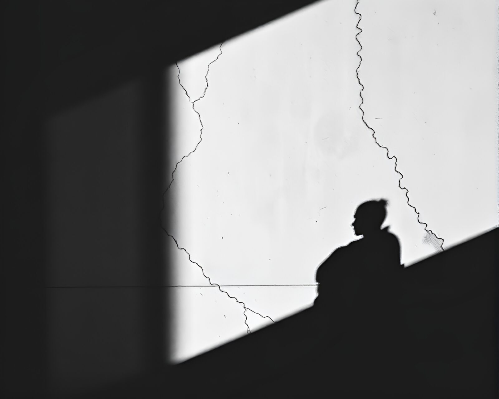 Abstract depiction of time traveler in graphite gray shadows