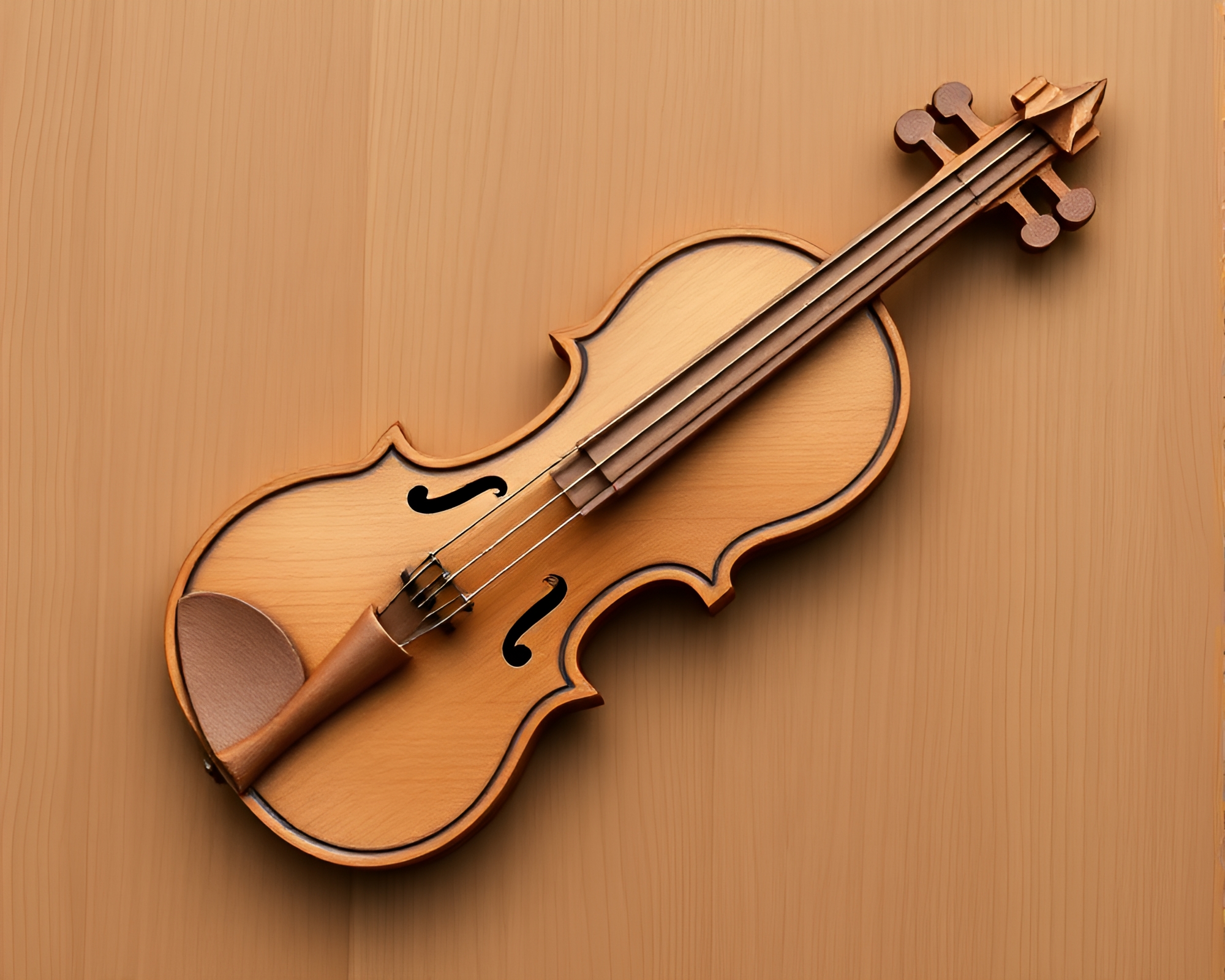 Golden Foil Origami Style Wooden Violin Composition – free AI stock image