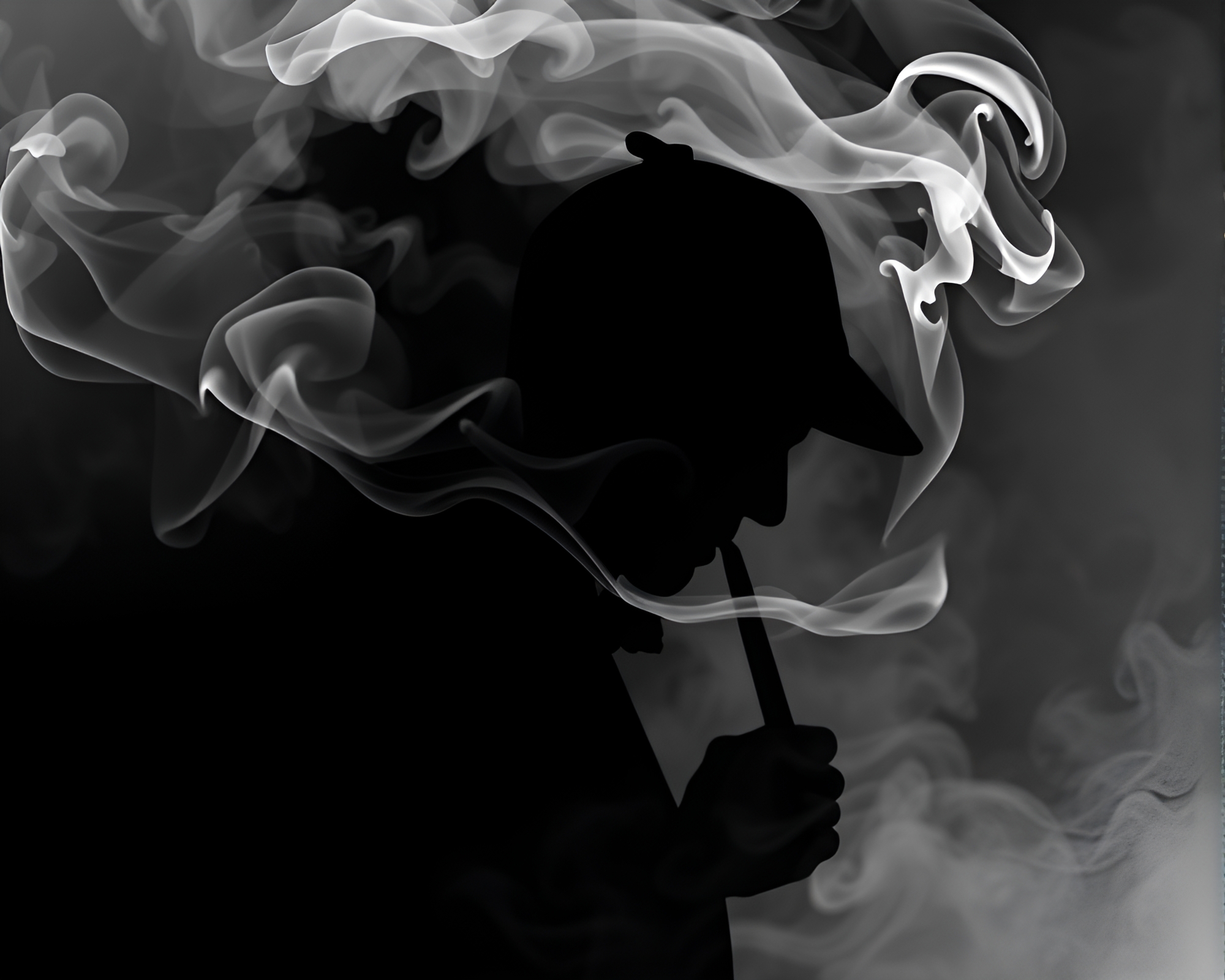 Sherlock Holmes Noir Smoke Plume Silhouette Abstract Art – free AI stock image