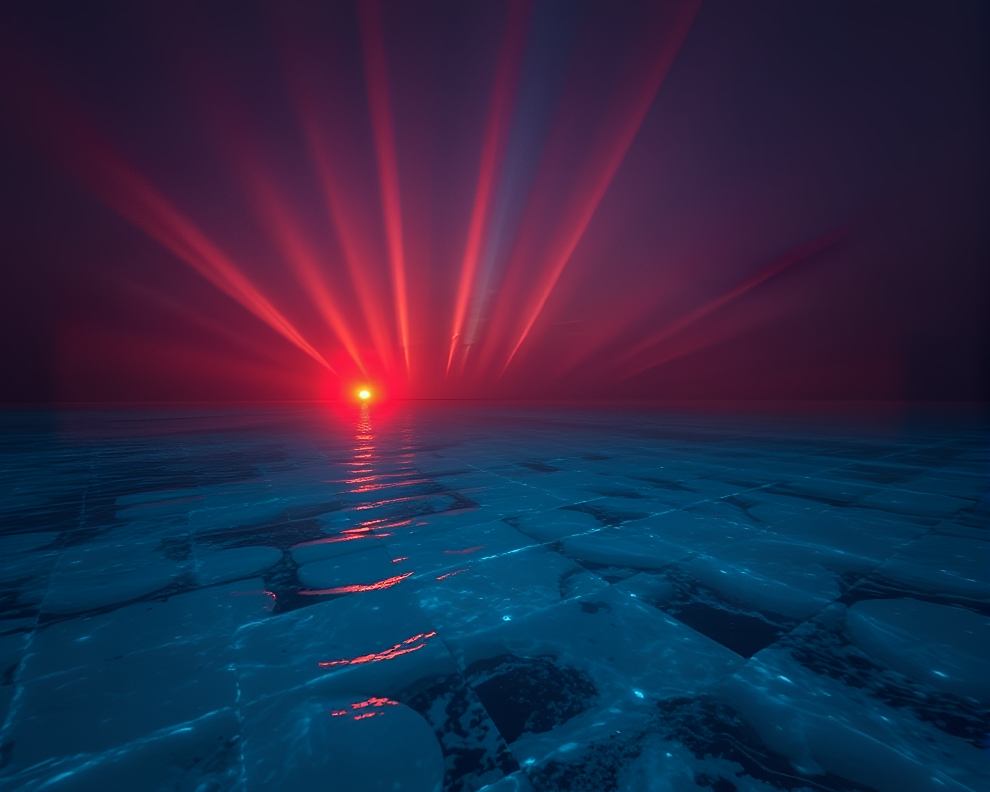 Iridescent Coral Atoll Light Trails – free AI stock image