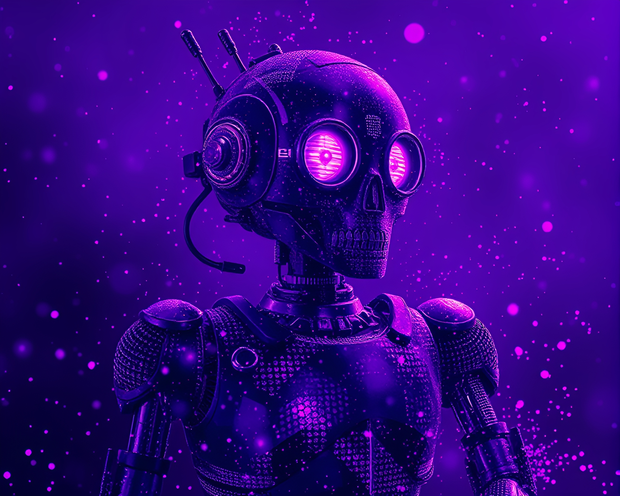 Twilight Steampunk Robot in Data Visualization Style – free AI stock image