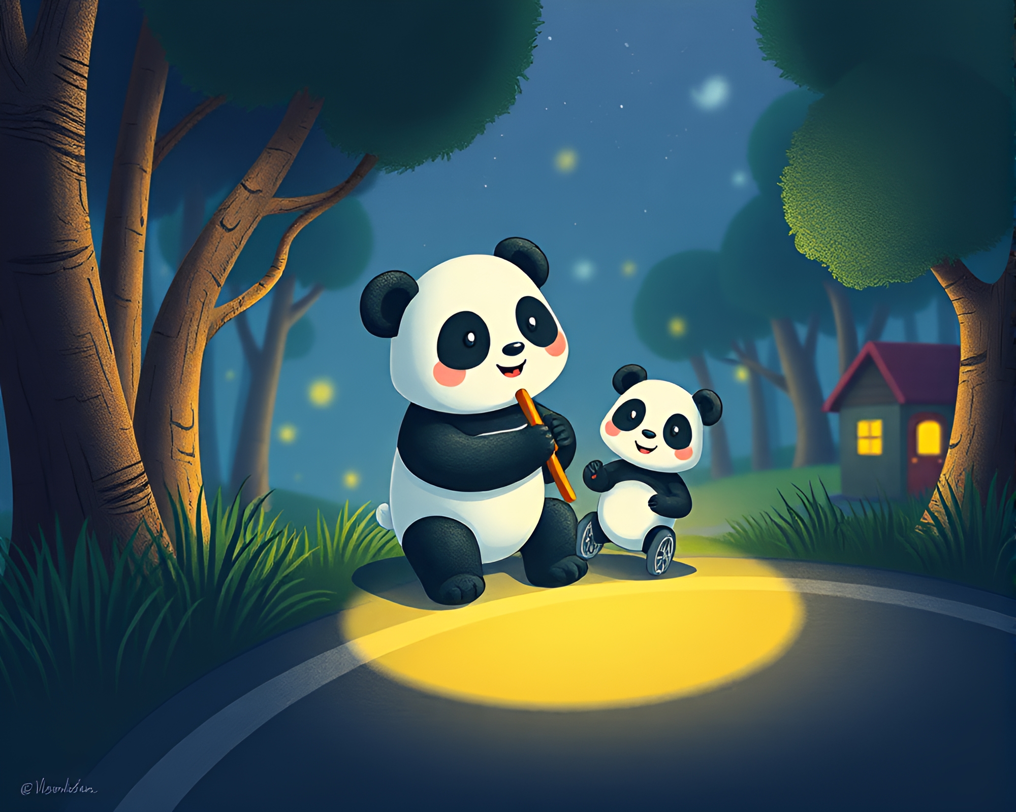 Panda Cruising Through City Streets In The Night – free AI stock image