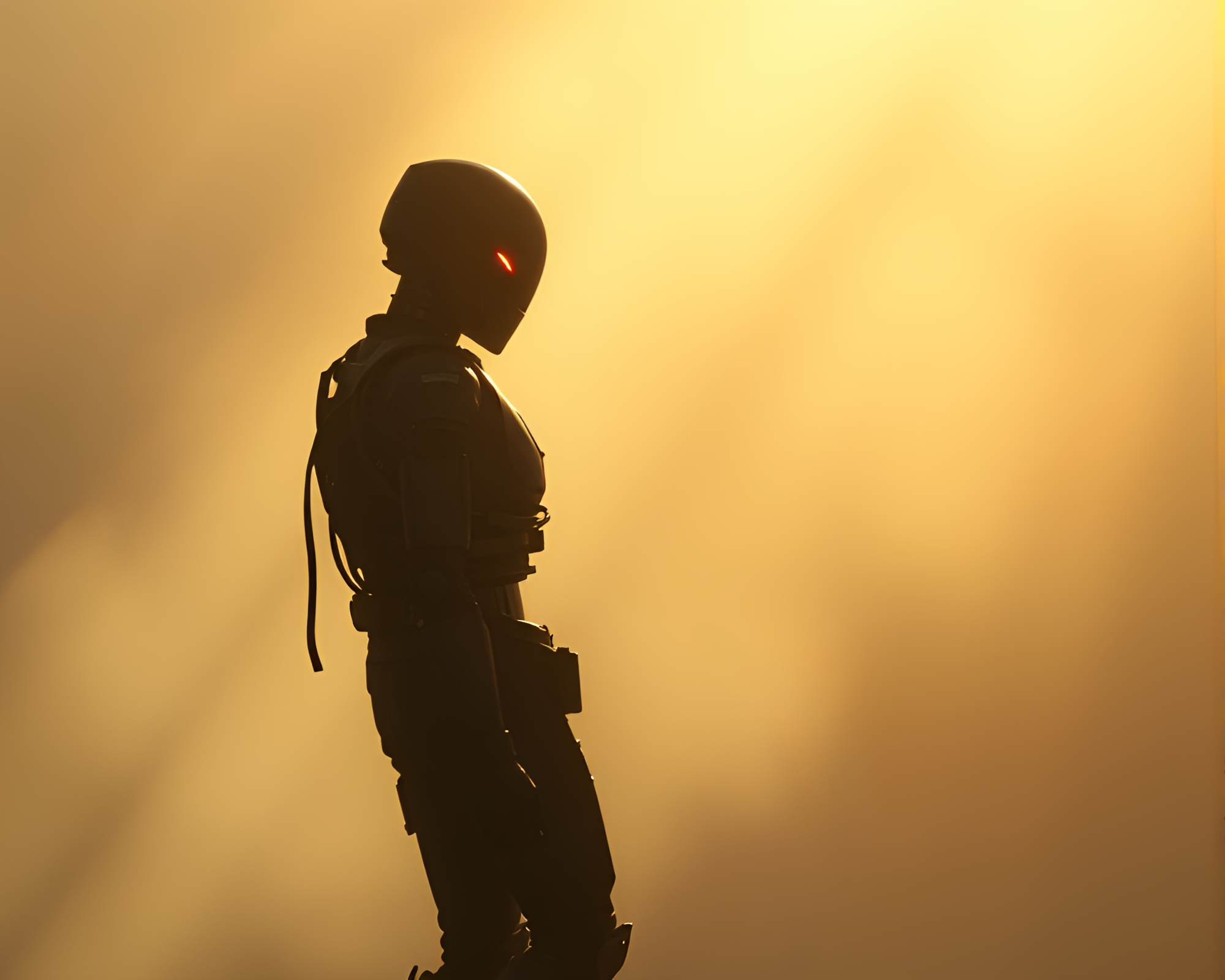 Futuristic Exoskeleton Suit Battling with Laser Beams – free AI stock image