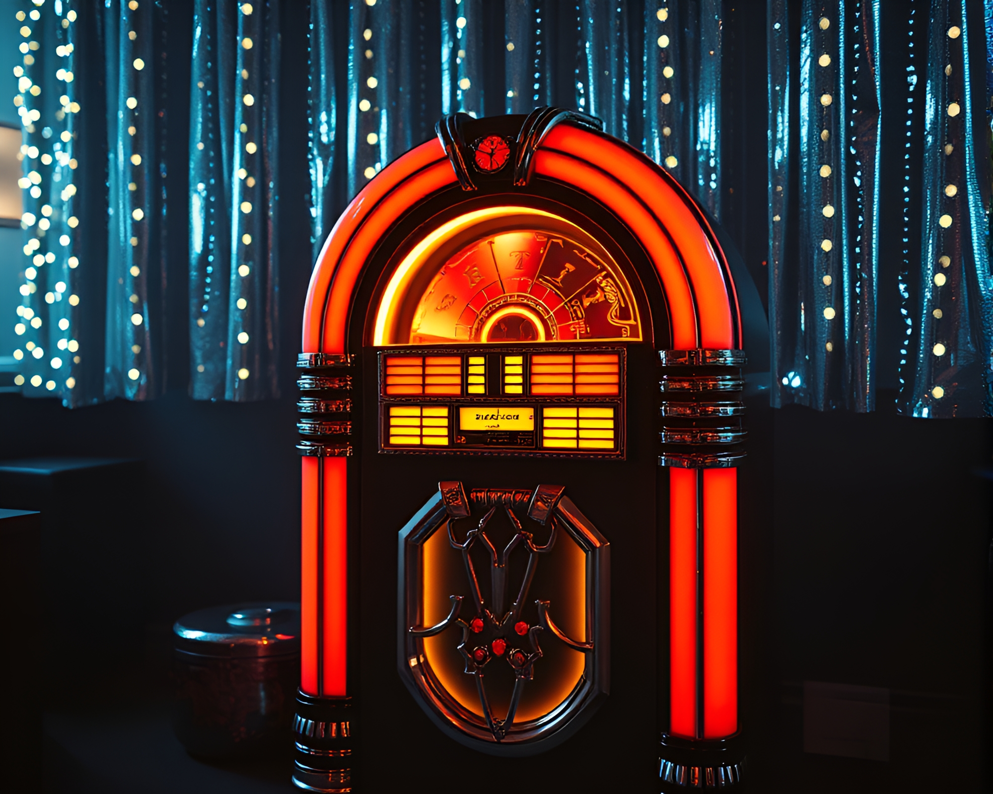Vintage Jukebox with Foil Stamping and Stardust Shimmer – free AI stock image