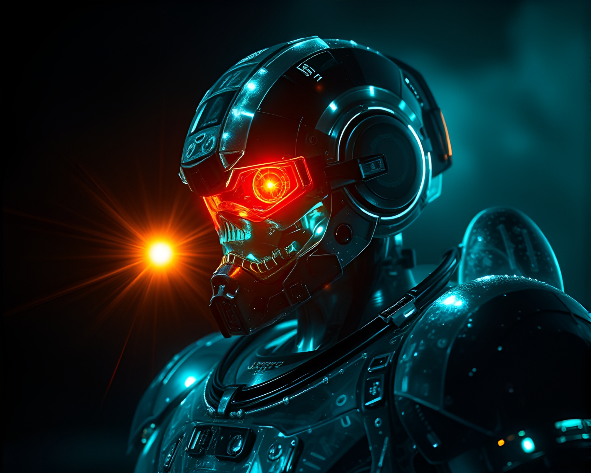 Solar Flare Glow X-Ray Battle Mech Portrait – free AI stock image