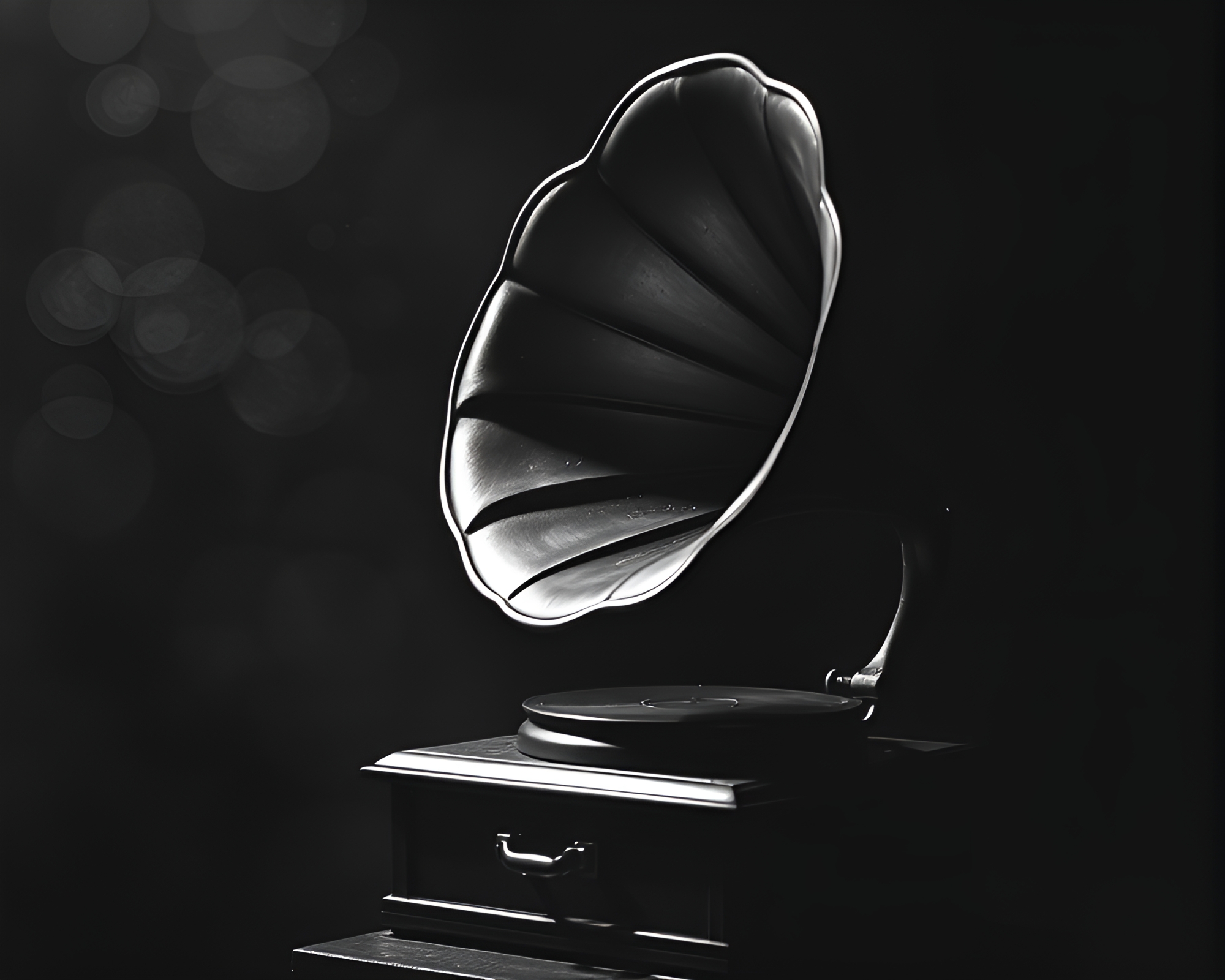Steampunk Gramophone in Charcoal Black Subsurface Scattering – free AI stock image