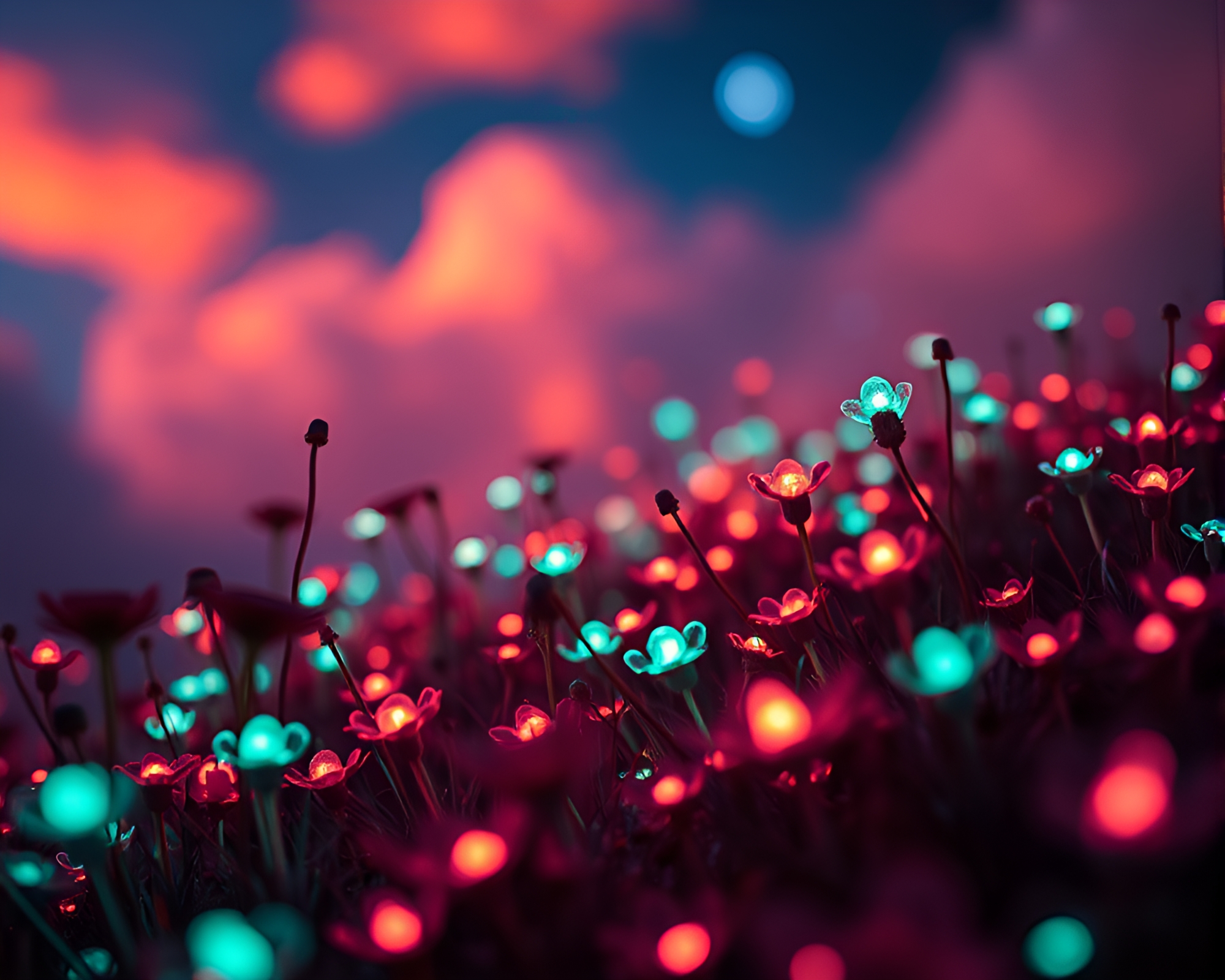 Surreal Sky Garden with Bioluminescent Glow Macro Detail – free AI stock image