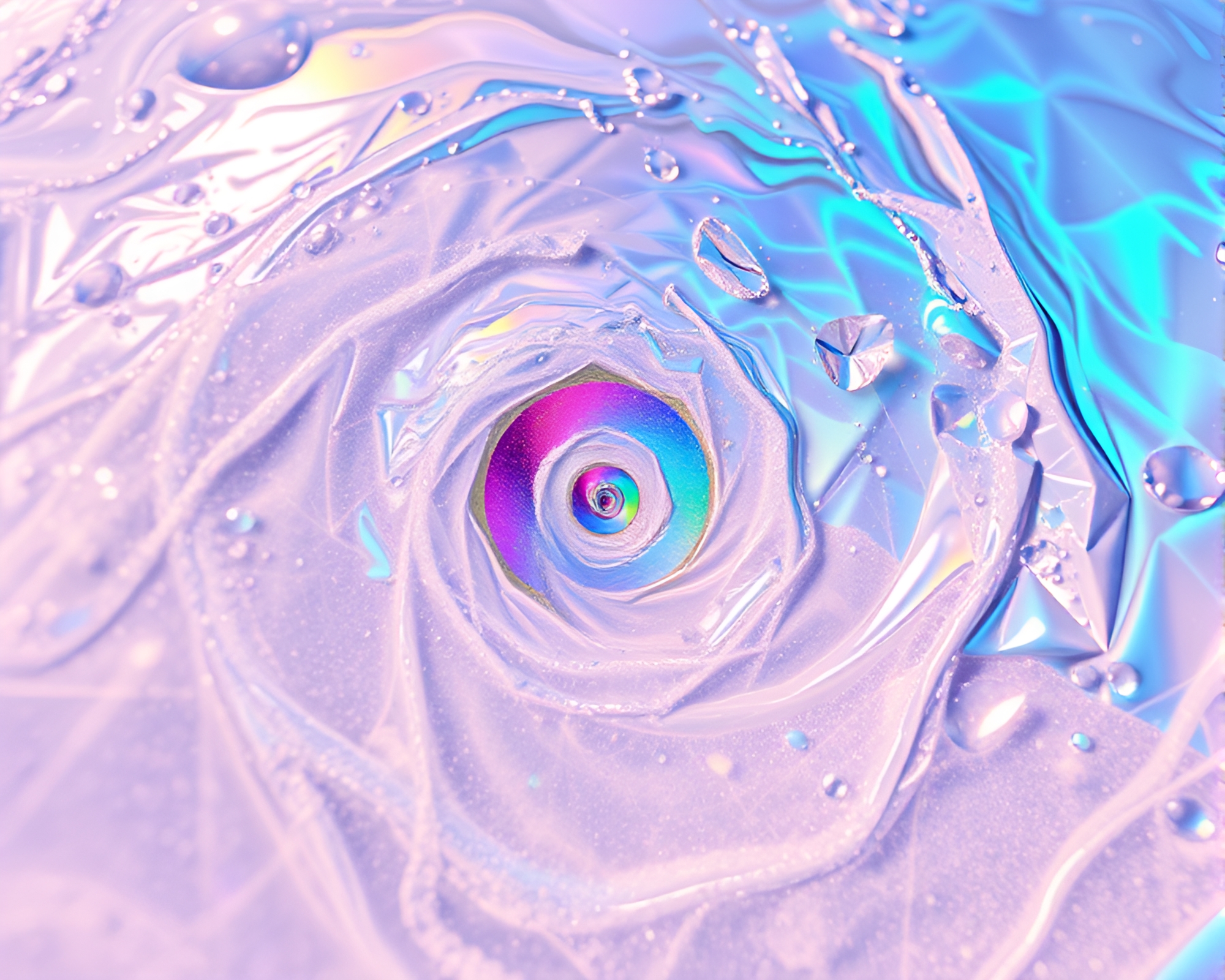 Fibonacci Spiral Beach Sunset with Holographic Sheen – free AI stock image
