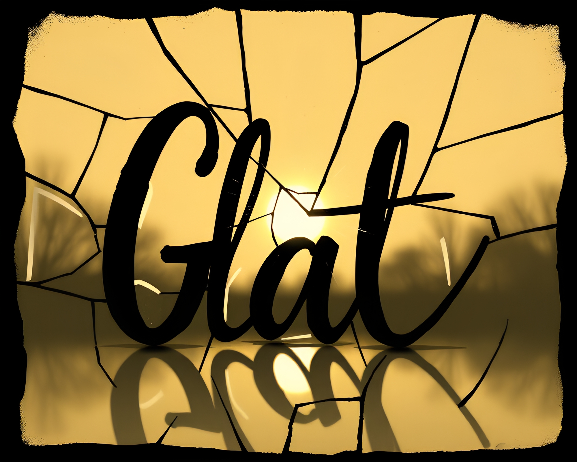 Silhouette of Handwritten Letter on Broken Glass – free AI stock image