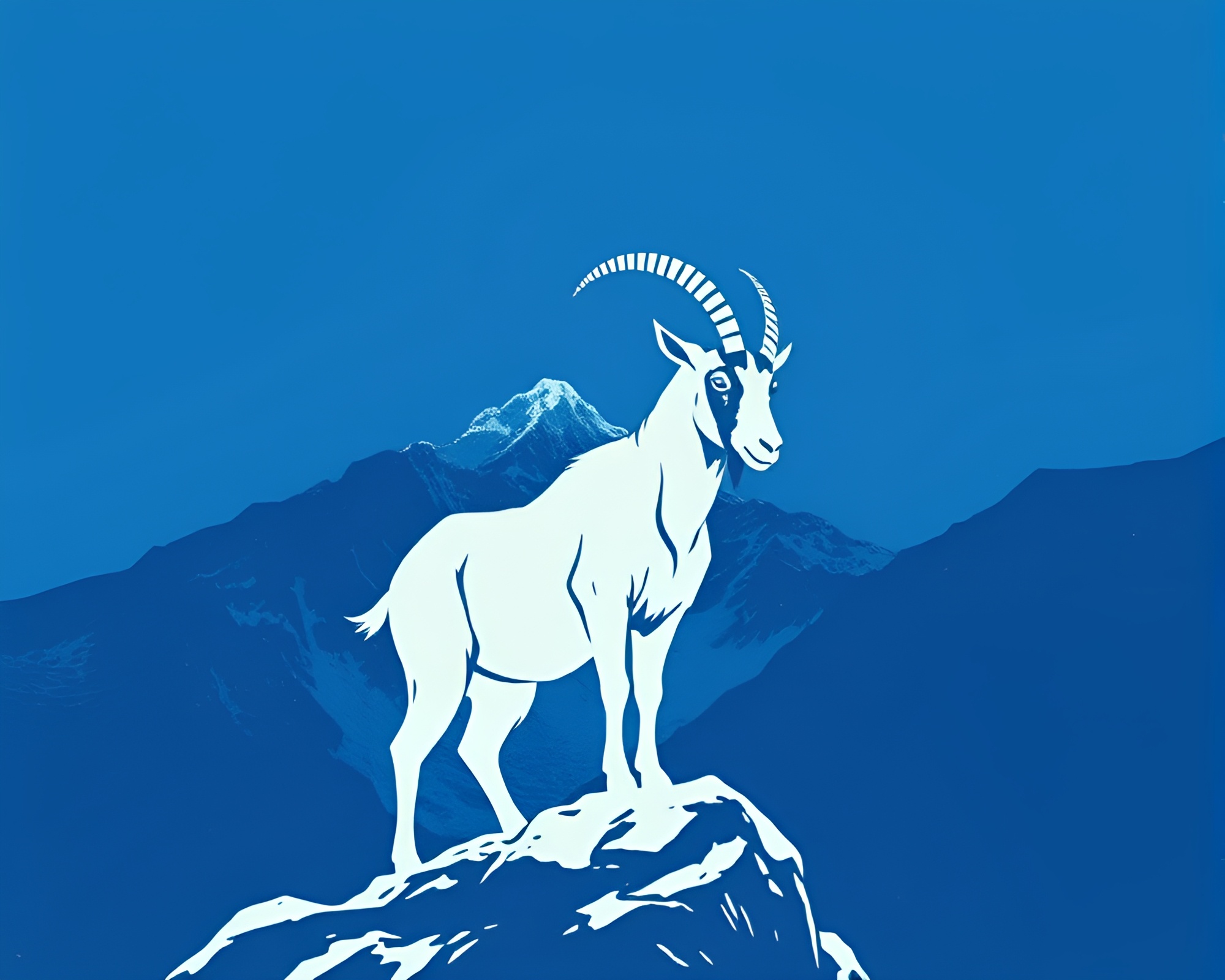 Mountain goat on torn blueprint paper – free AI stock image