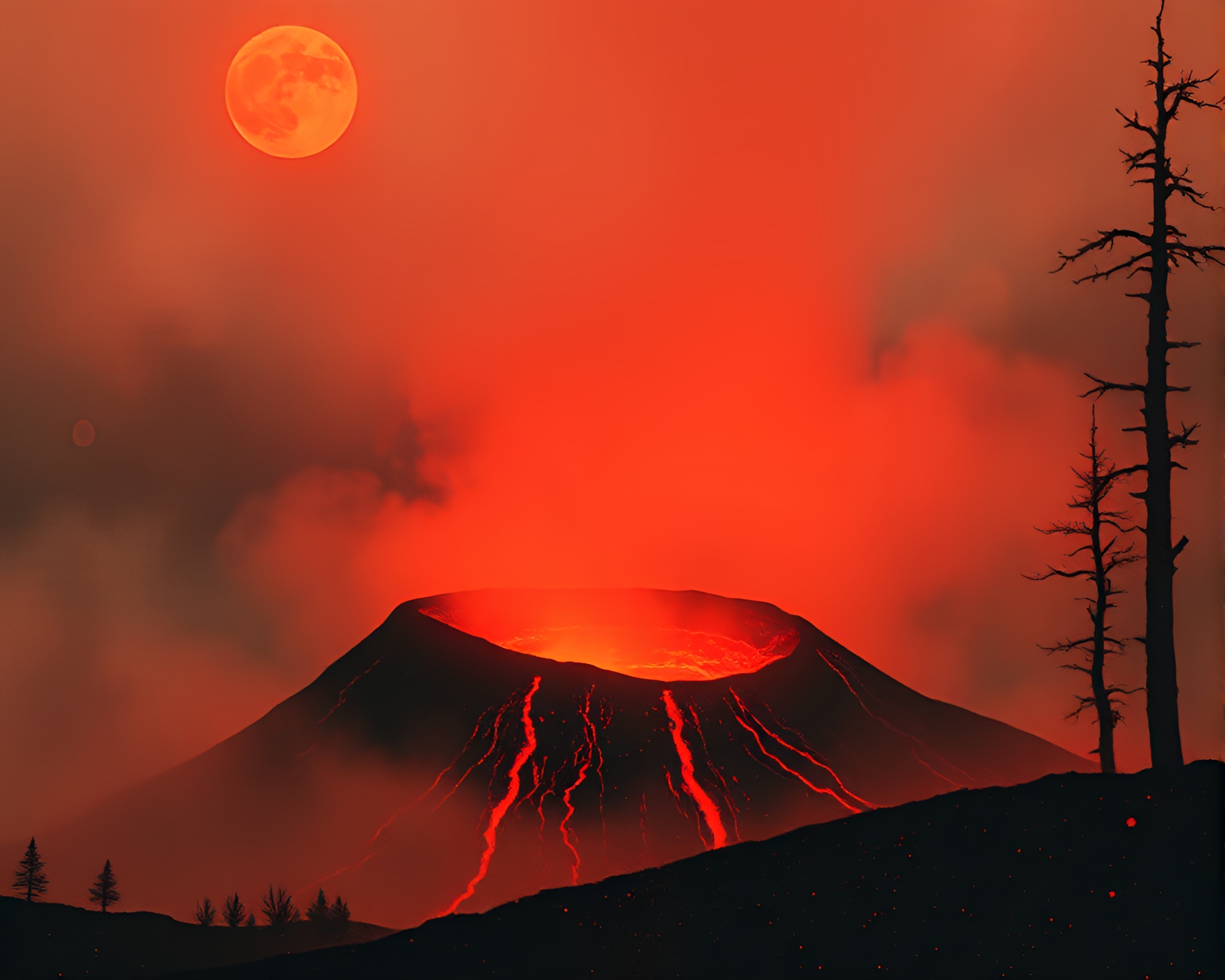 Mystical Drumming in Volcano Fog – free AI stock image