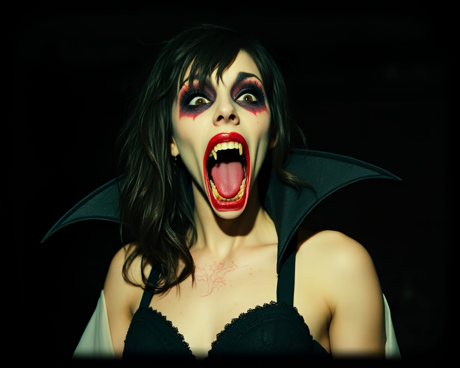 Dreamy portrait of a vampire with high saturation lighting