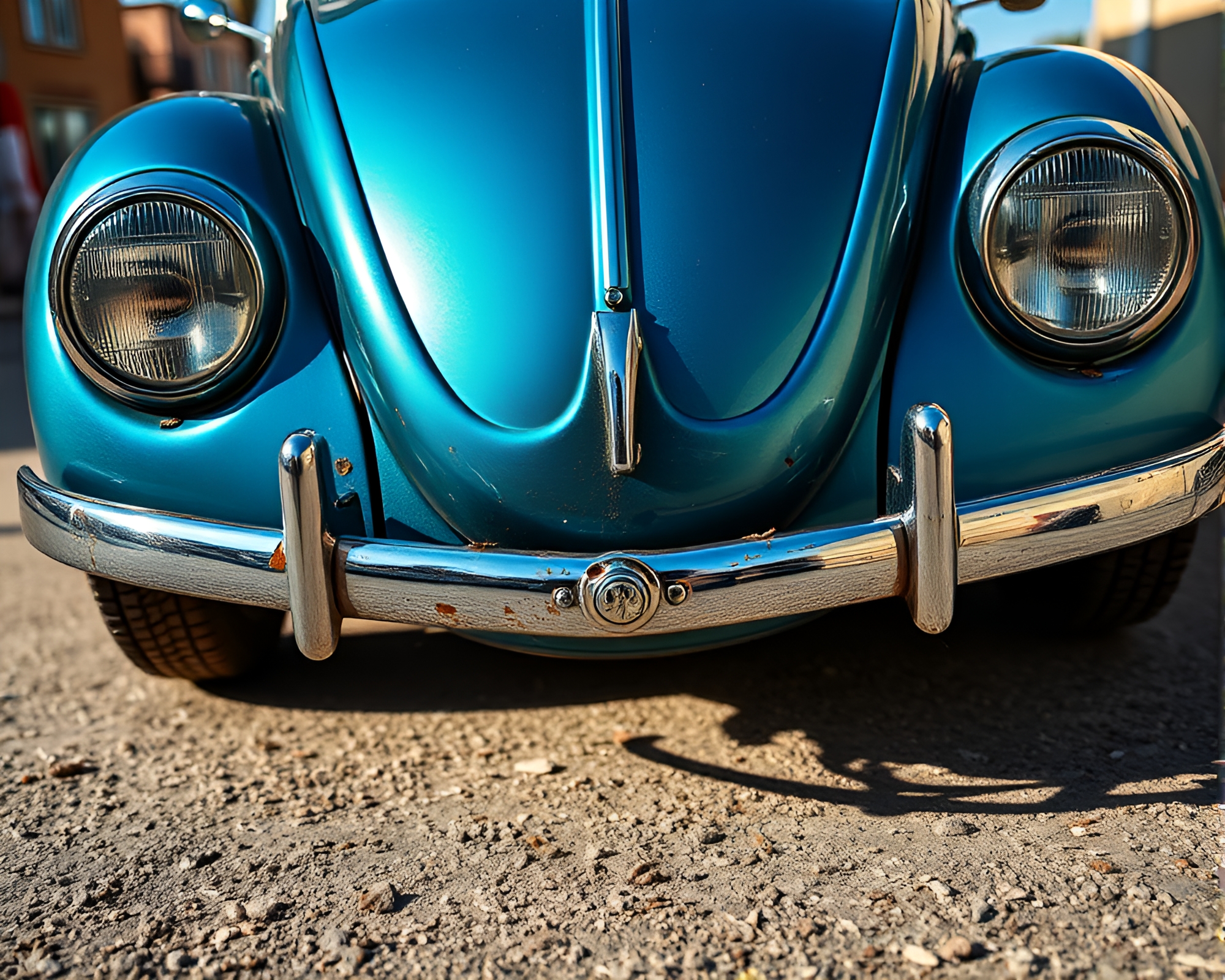 Majestic Steel-Blue Beetle in Skeuomorphic Design – free AI stock image