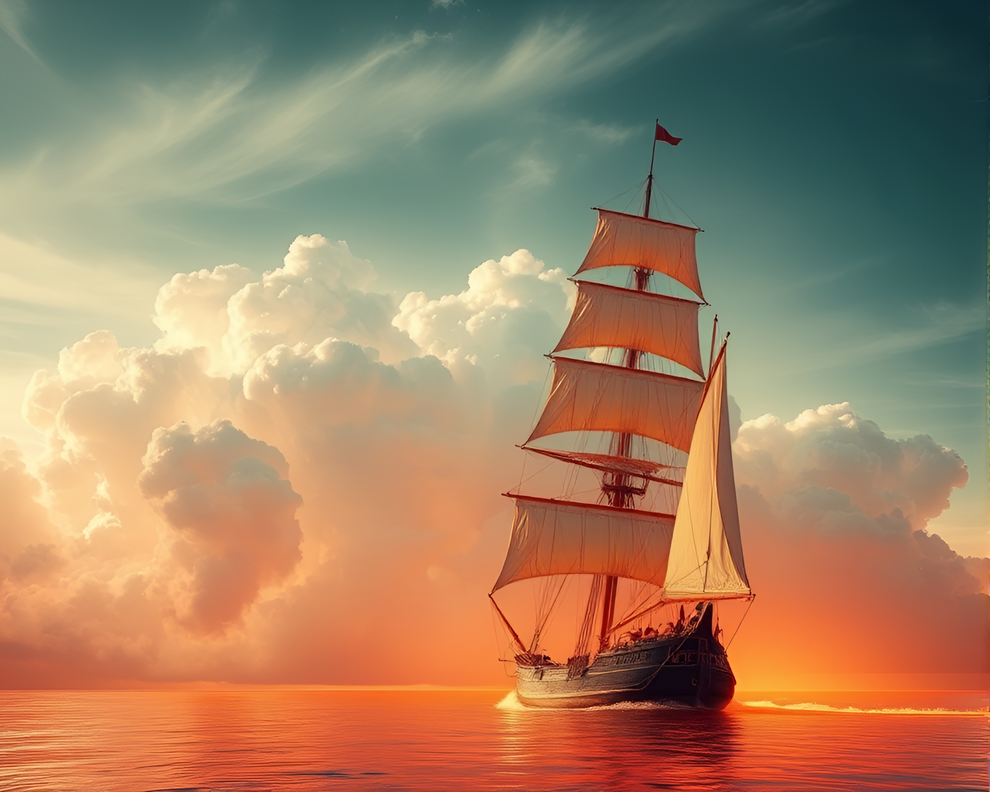 Explosive Infrared: Sailing Ship Écorché Study – free AI stock image