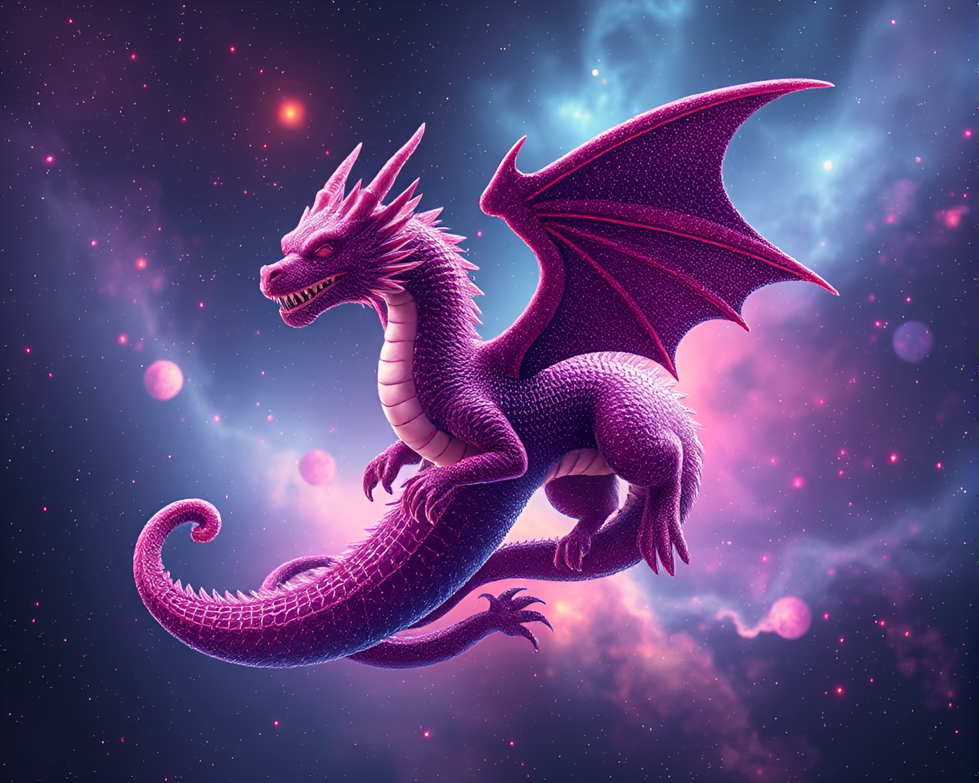Dragon in Cosmic Vector Halftone Space – free AI stock image