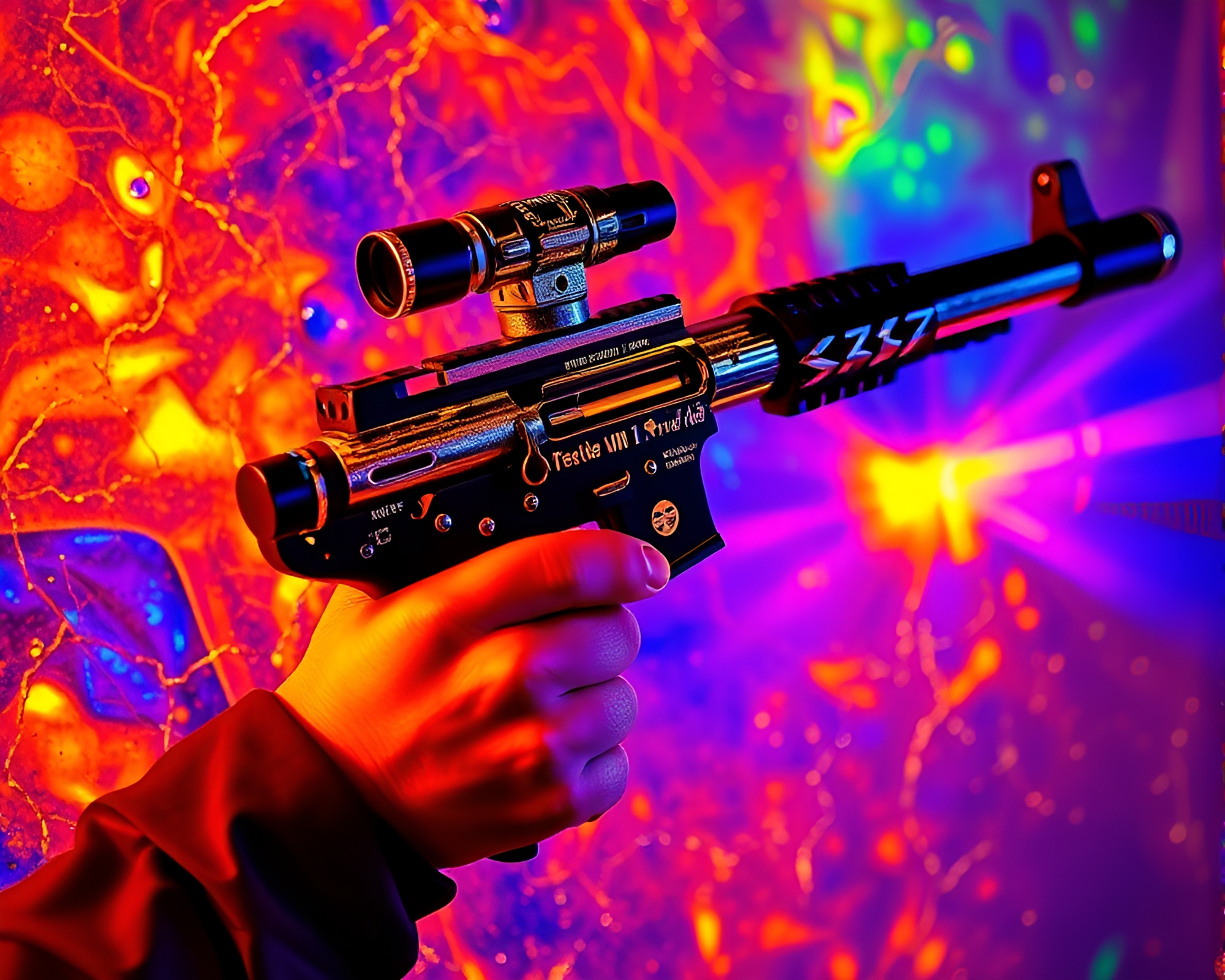 Ethereal Plasma Rifle with Silver Leaf Accents – free AI stock image